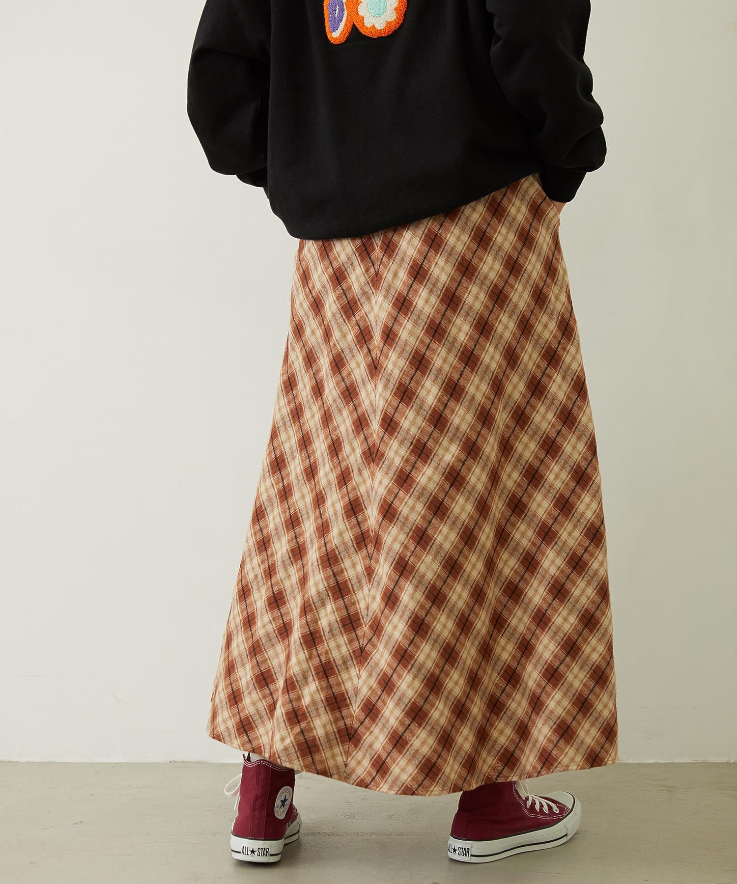 FLARE PLAID SKIRT