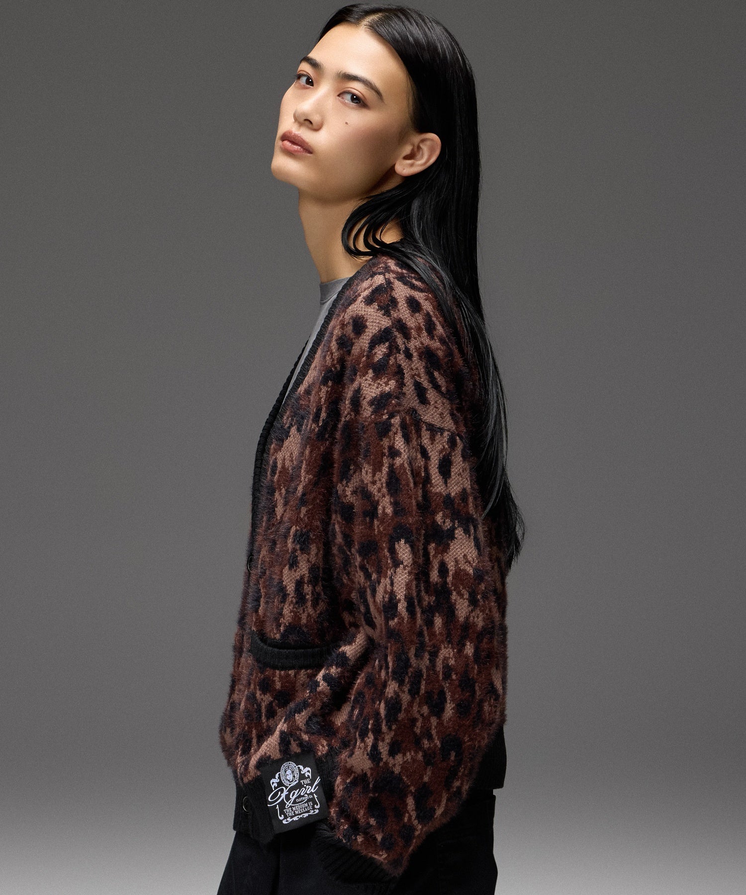 LEOPARD SHAGGY KNIT CARDIGAN
