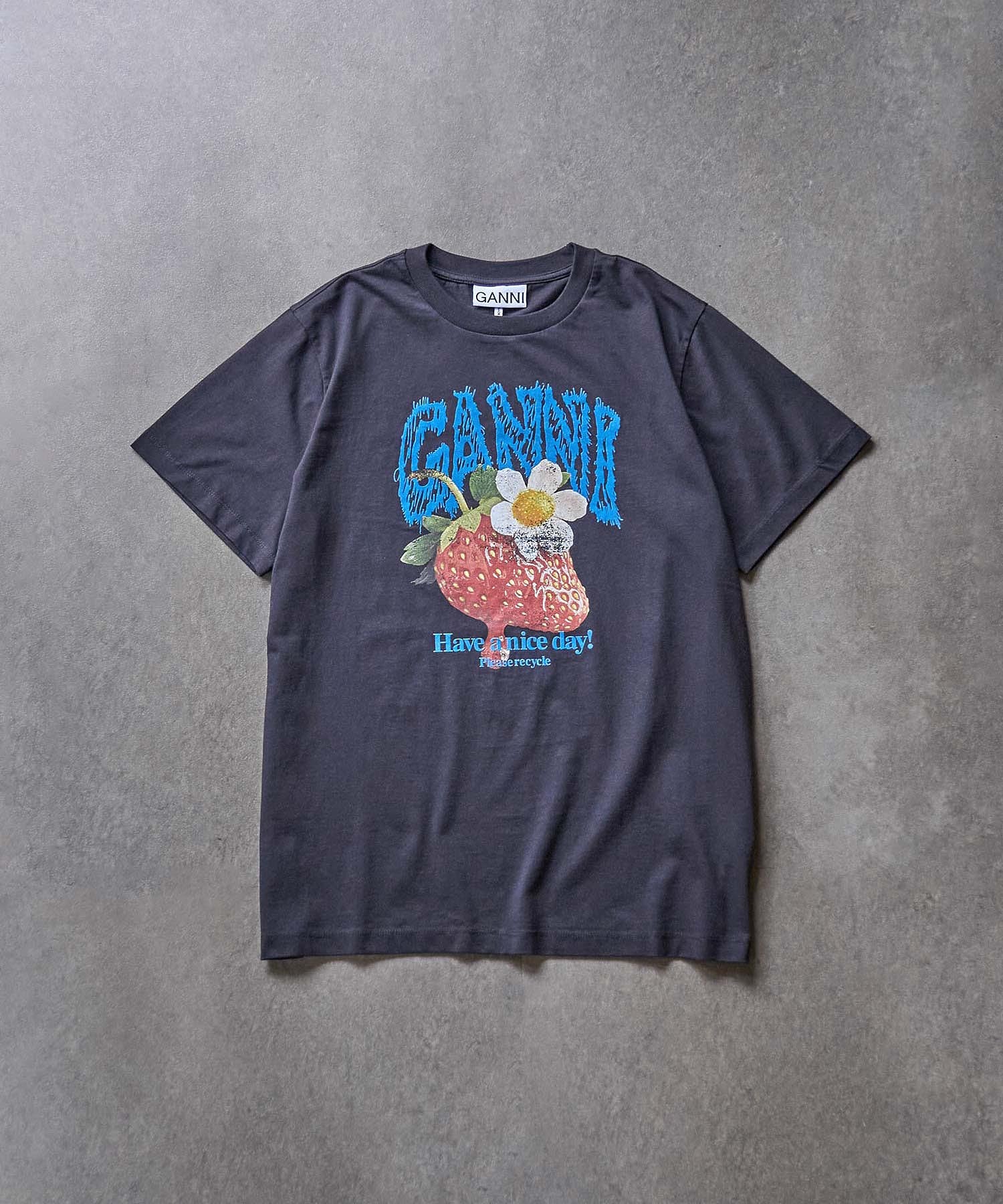 GANNI/BASIC COTTON JERSEY STRAWBERRY