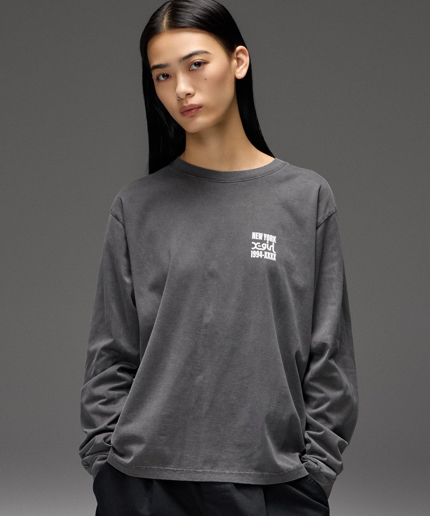 PIGMENT DYED BIG SPRAY LOGO L/S TEE