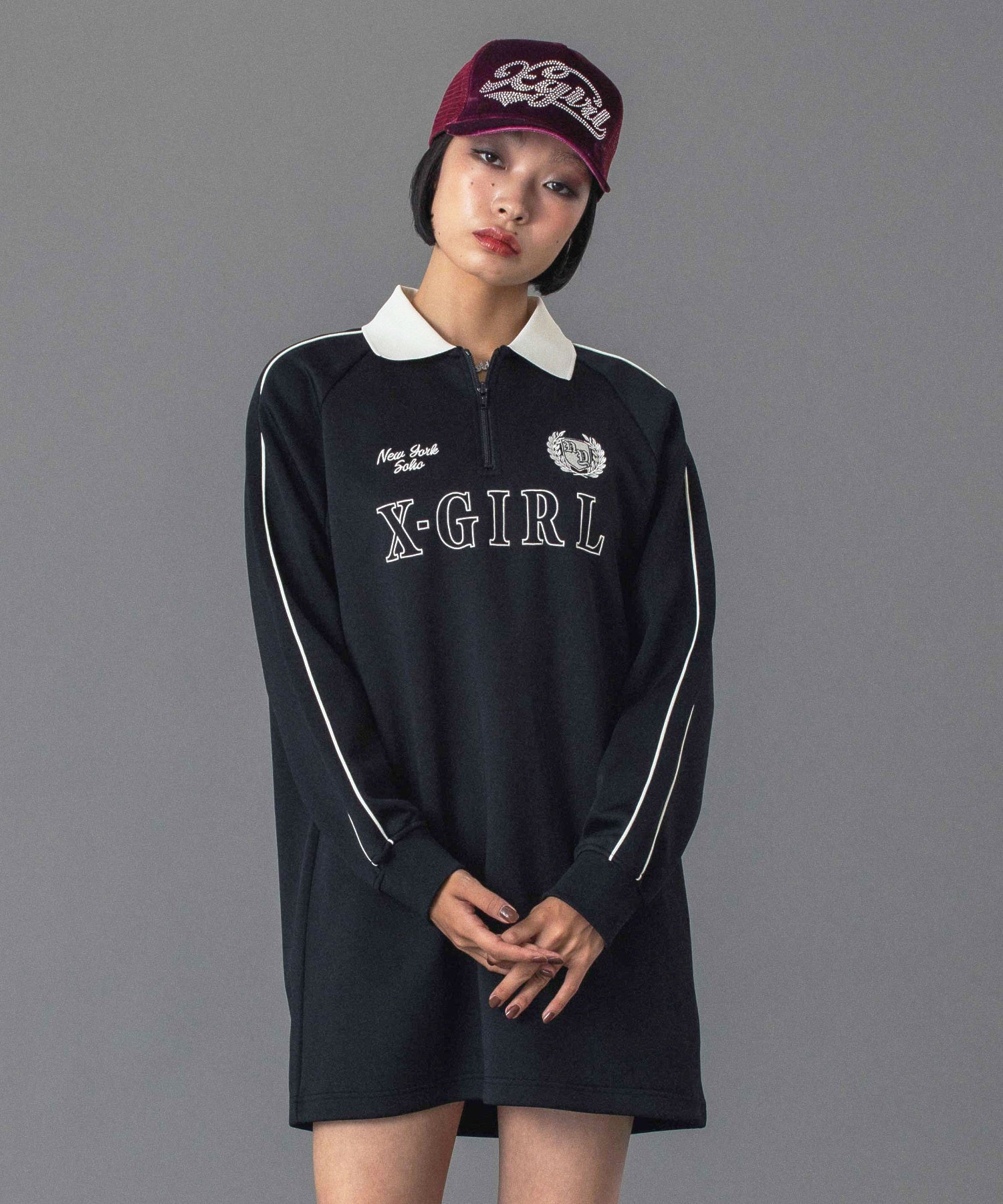 HALF ZIP JERSEY DRESS