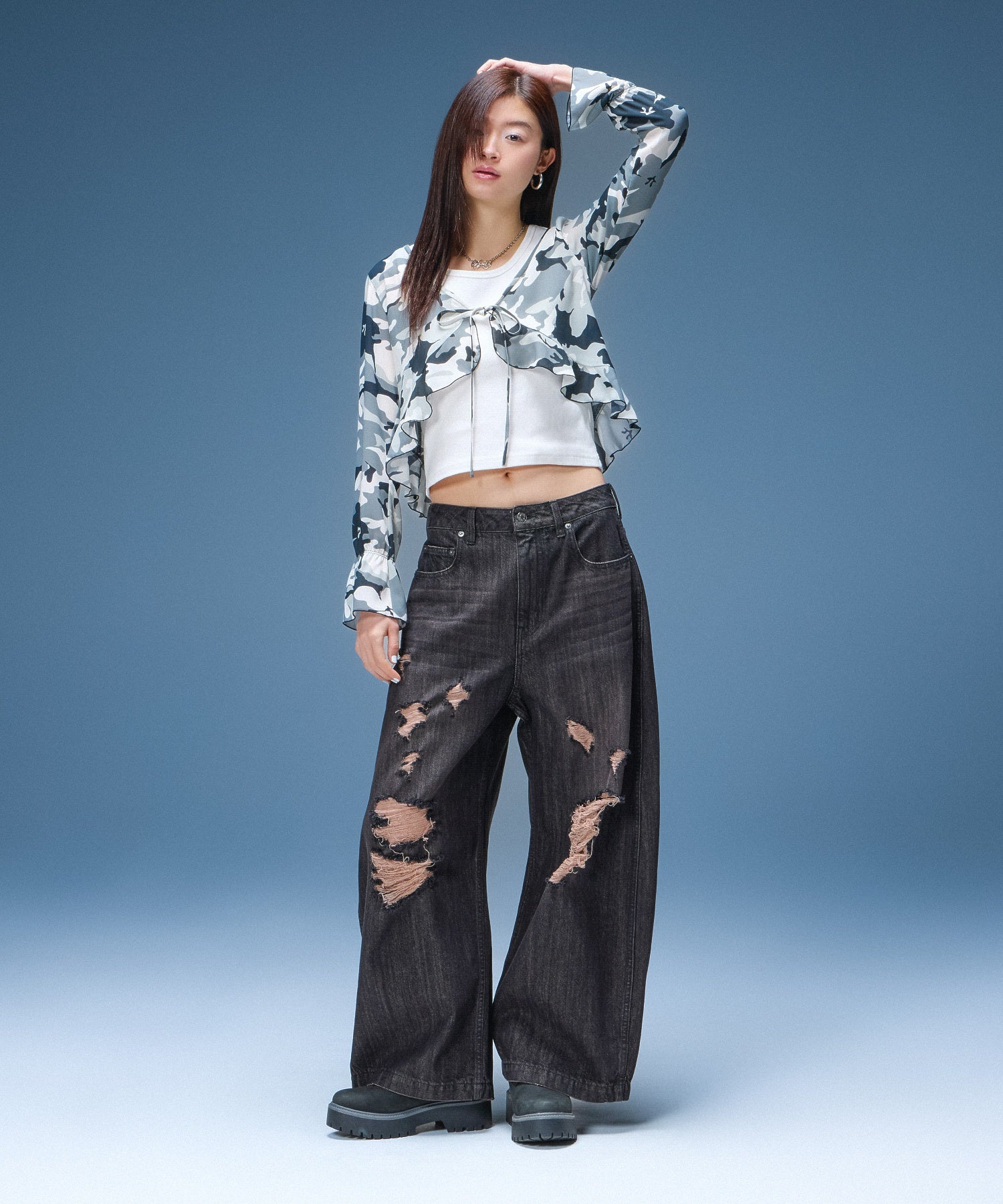 HIBISCUS CAMOUFLAGE BLOUSE