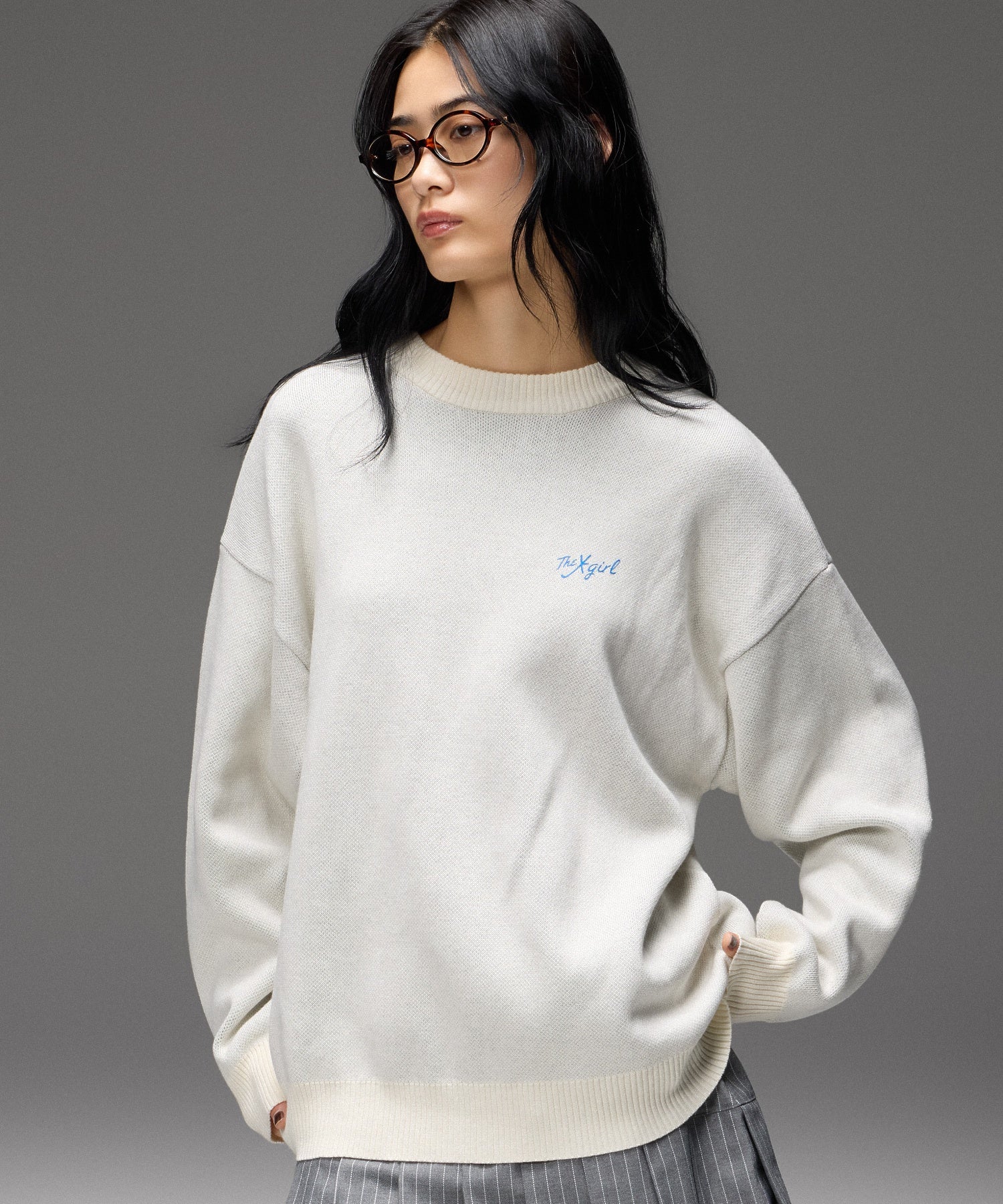 HAND DRAWN LOGO AND FACE KNIT TOP