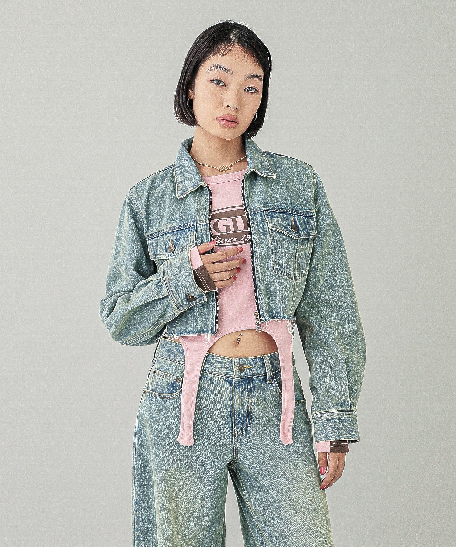 OVERDYED ZIP UP DENIM JACKET