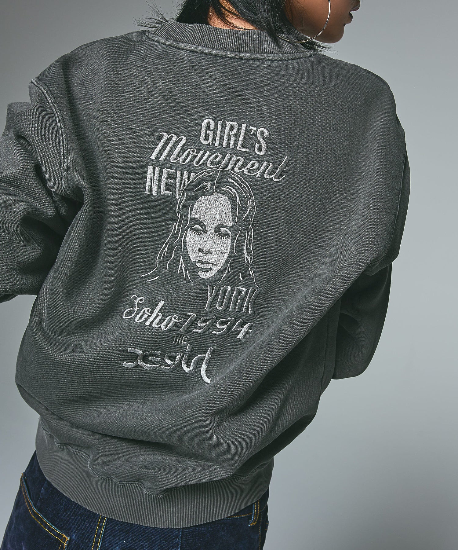 MIX LOGO & FACE FADED CREWNECK SWEAT TOP