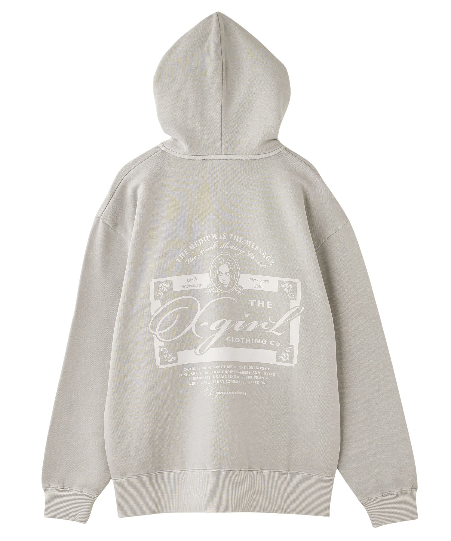 PIGMENT DYED FACE LABEL ZIP UP SWEAT HOODIE