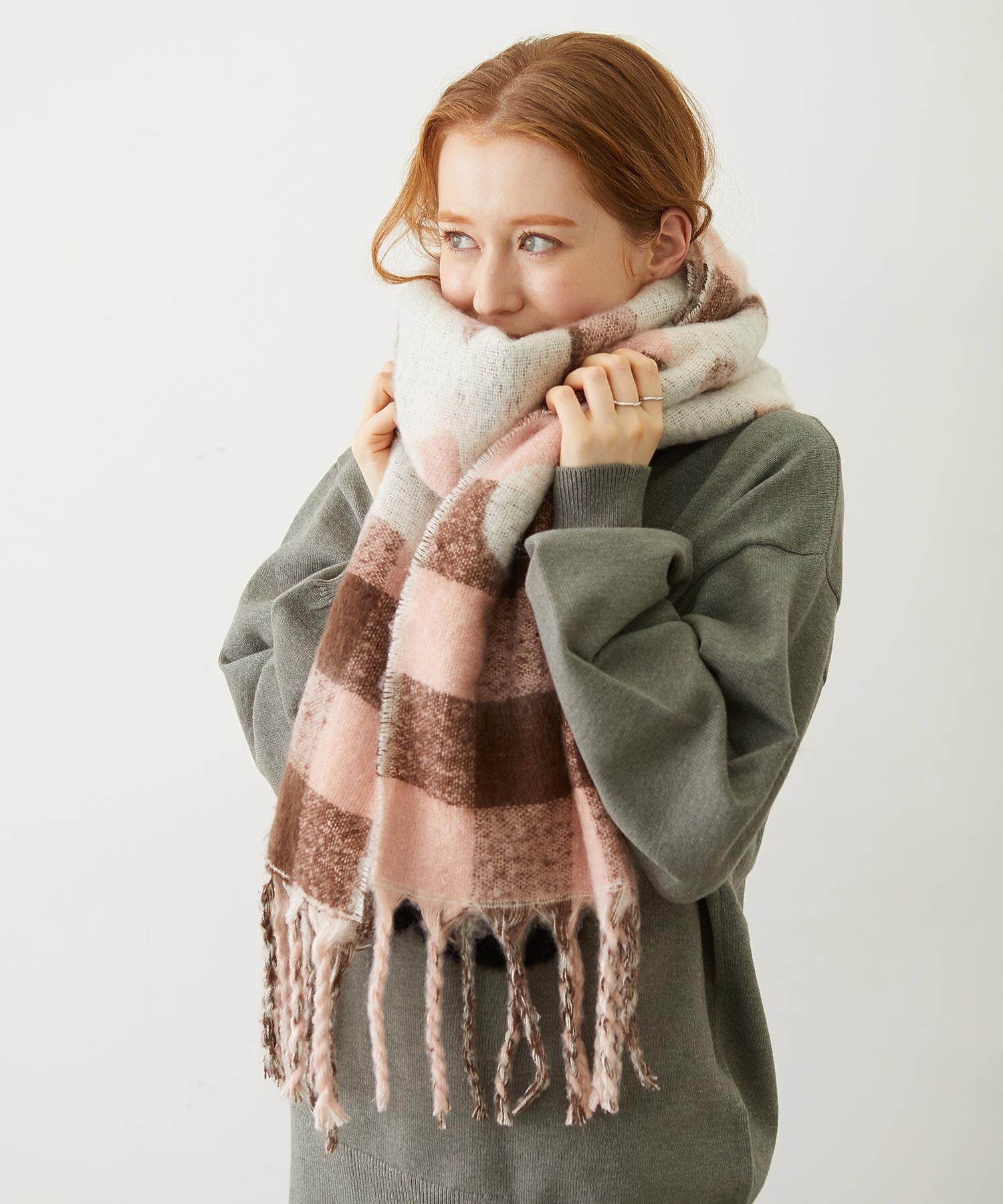 GINGHAM CHECK LOGO STOLE
