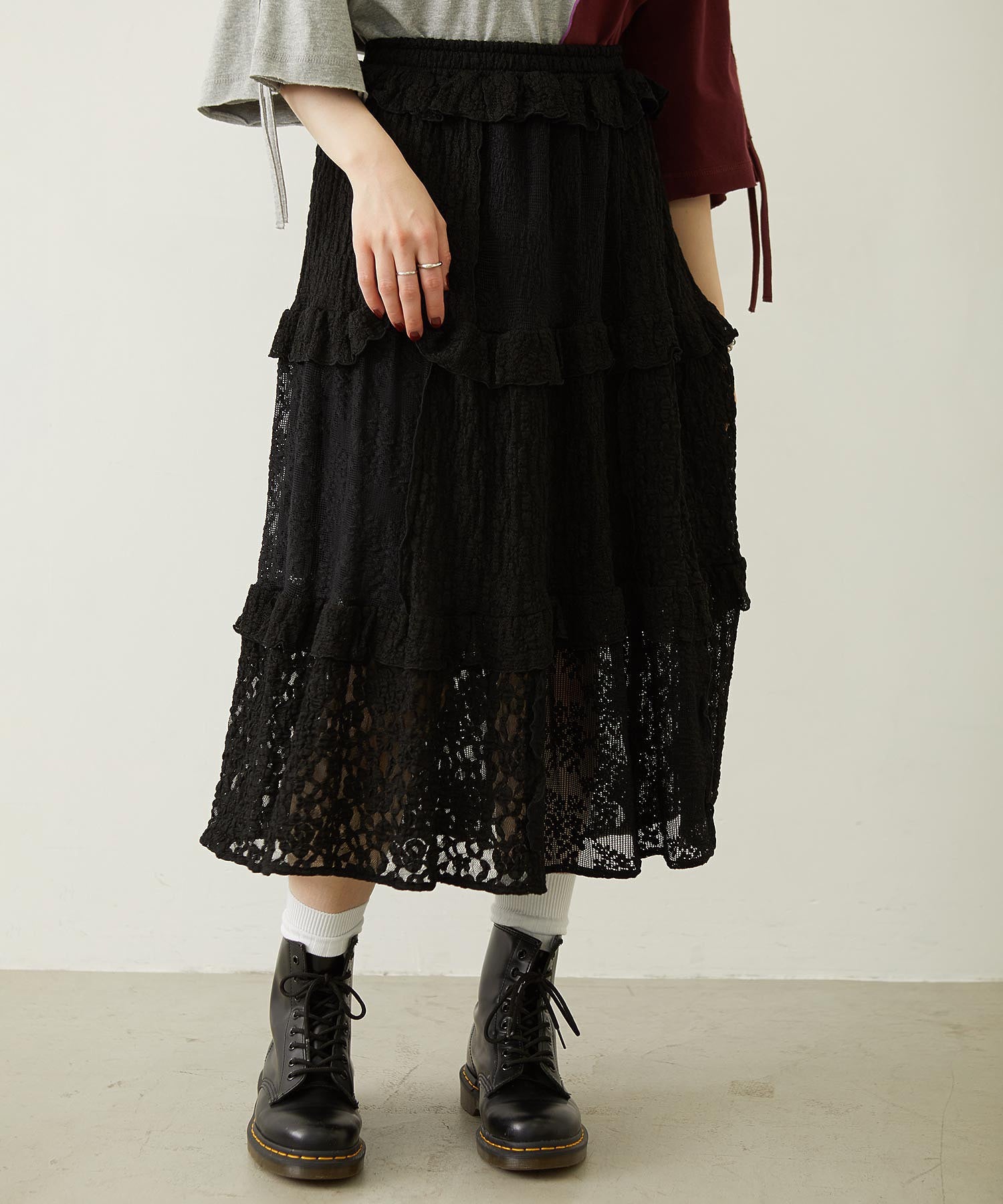 LACE FRILL DIRNDL SKIRT