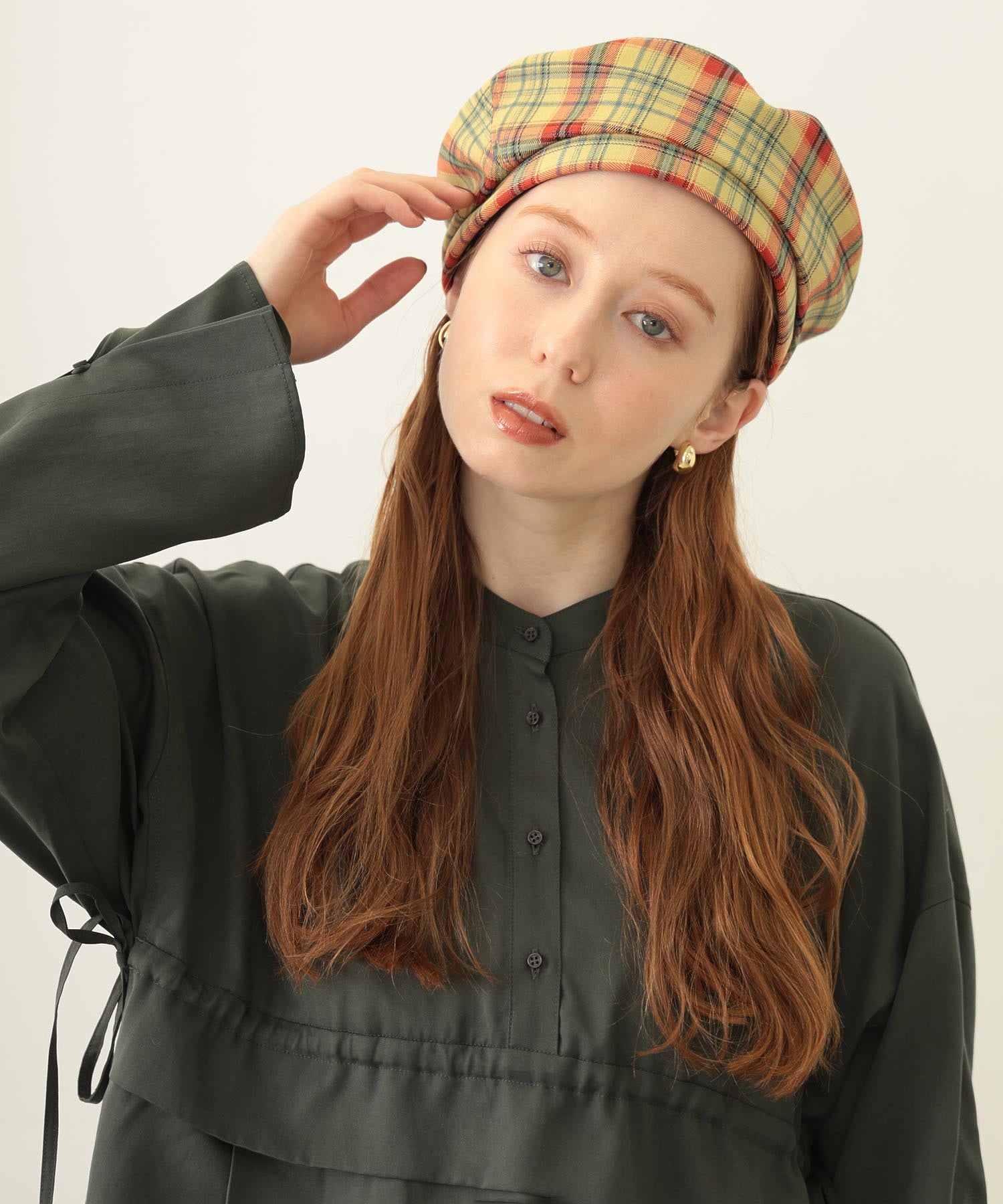 LOGO PLAID BERET