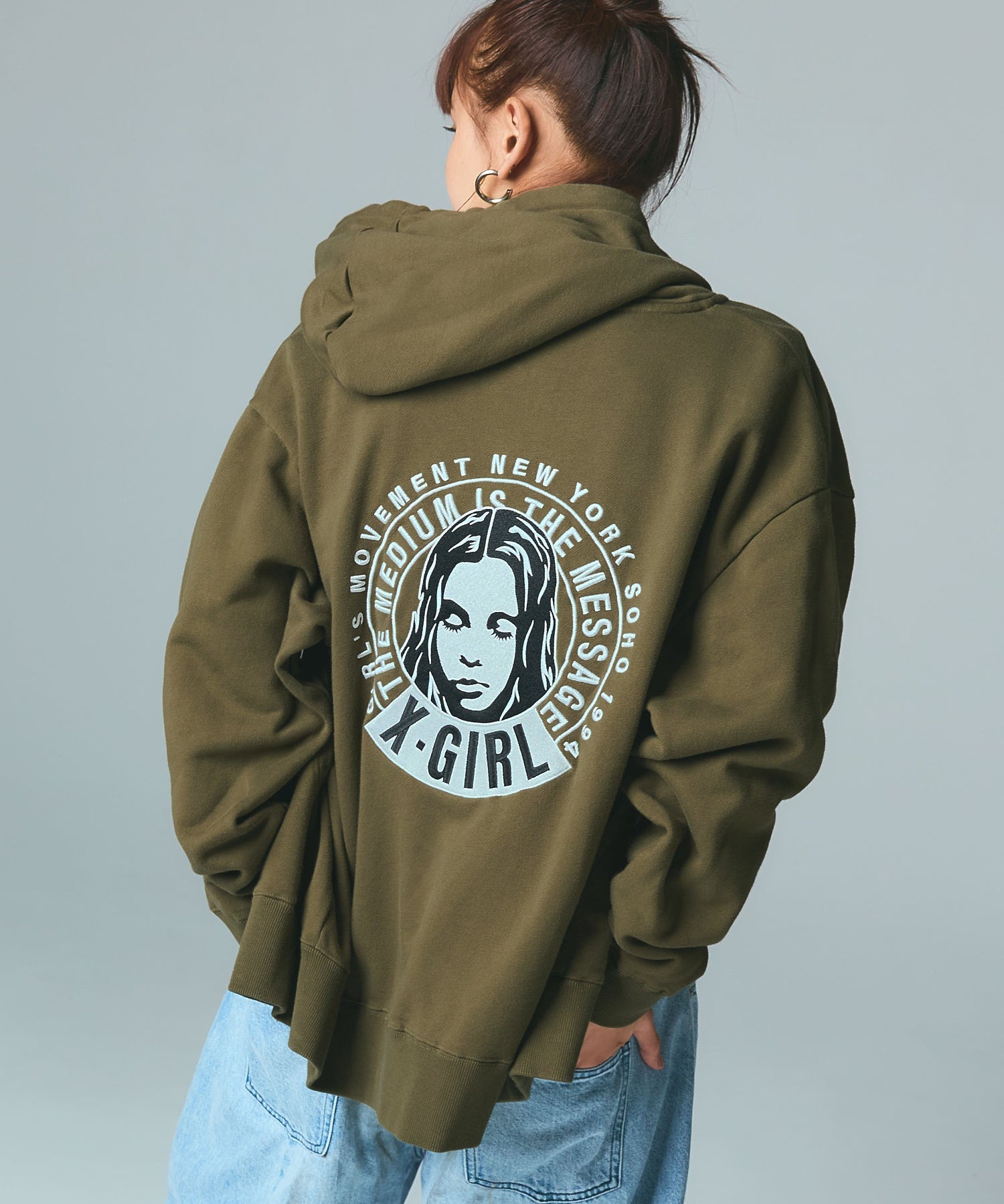 CIRCLE MESSAGE AND FACE ZIP UP SWEAT HOODIE
