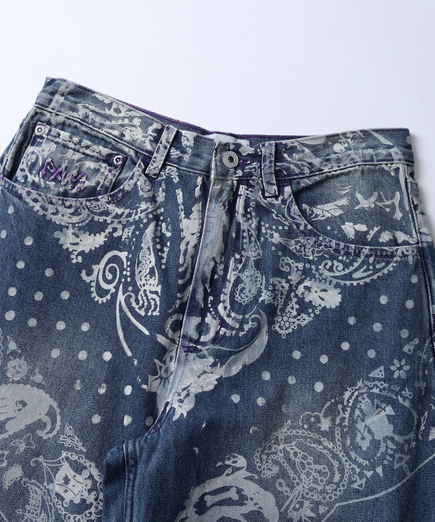 PERKS AND MINI/パークスアンドミニ/W COCO BANDANA OVER PRINT JEANS 80104