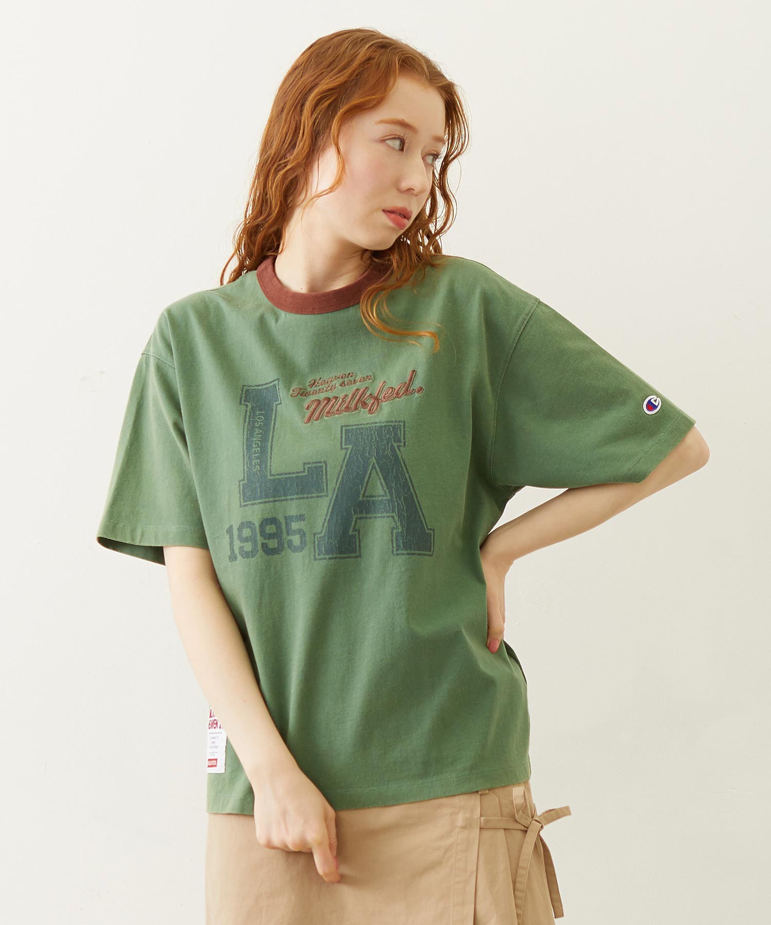 MILKFED.×CHAMPION LA LOGO S/S TEE