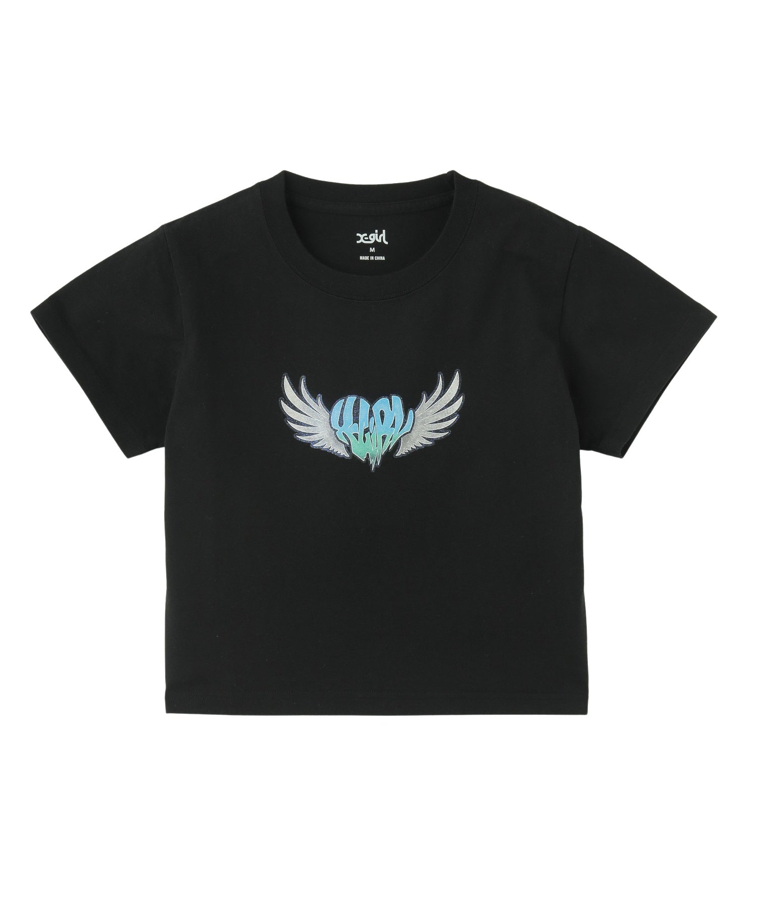 HEART WING SHINY LOGO S/S CROPPED TEE