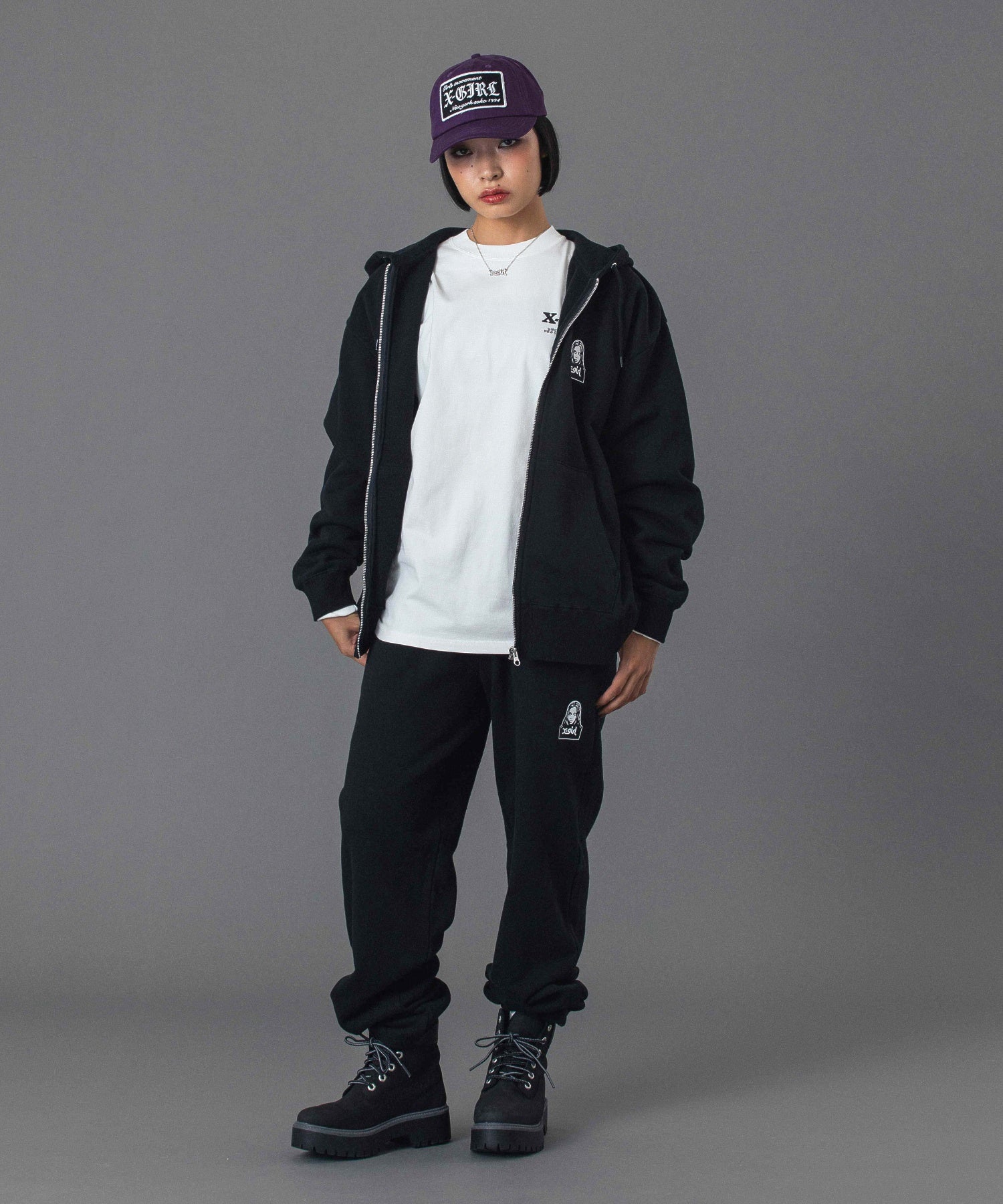 FACE AND WORDS ZIP UP SWEAT HOODIE