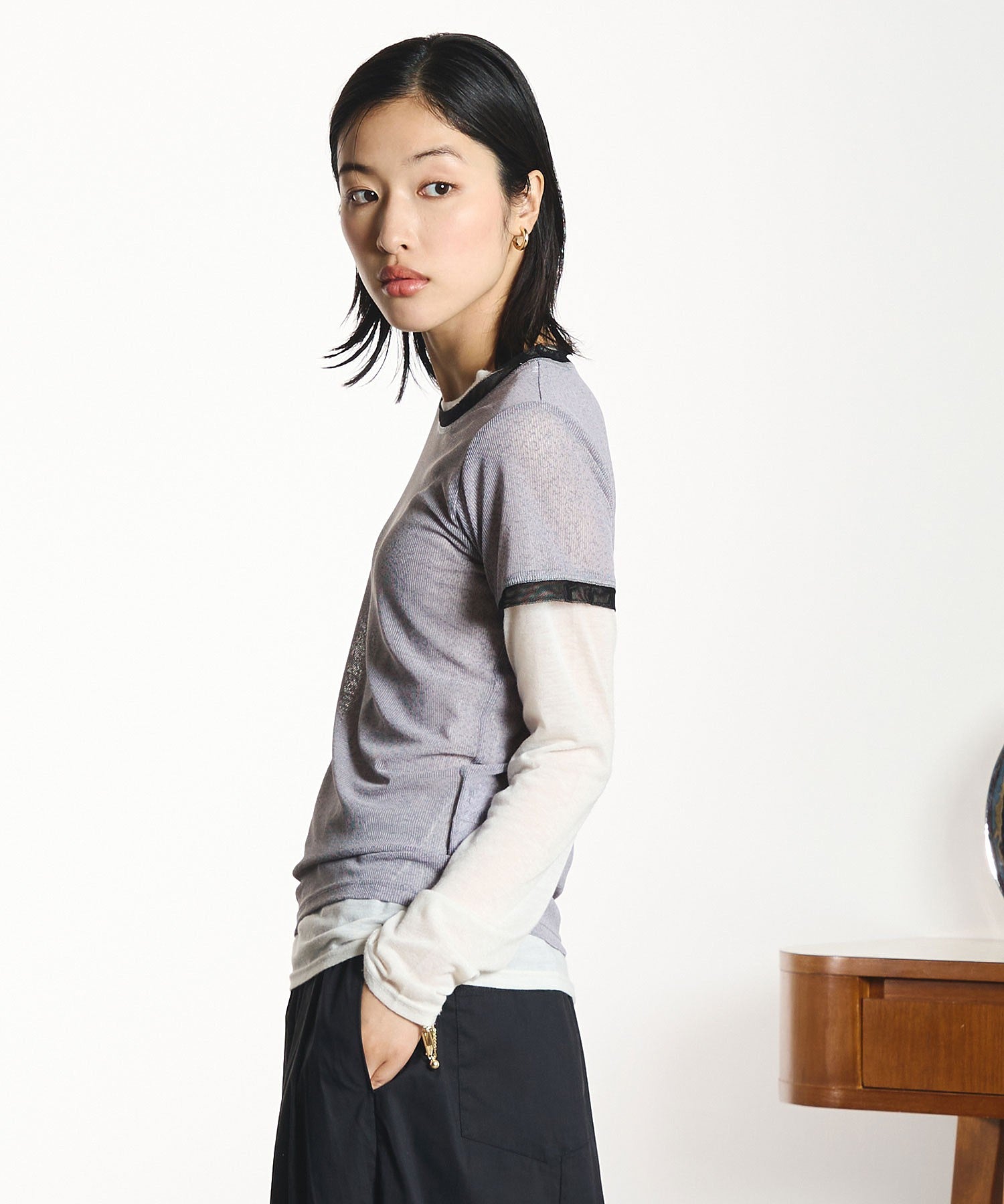 OKIRAKU×ROSEBUD/MESH TEE