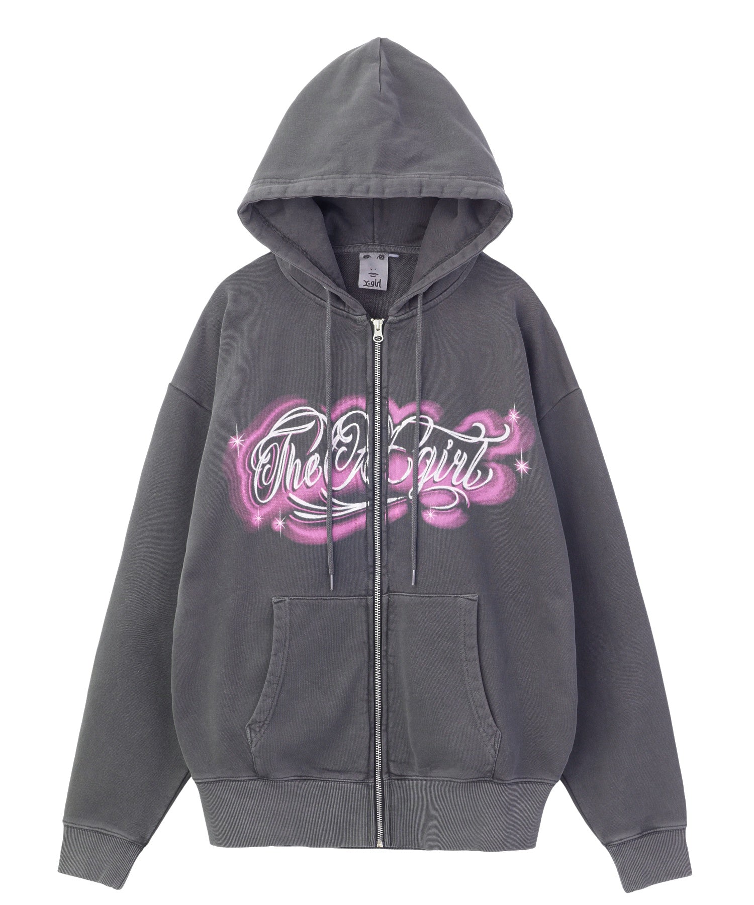 LETTERING SPRAY LOGO ZIP UP SWEAT HOODIE
