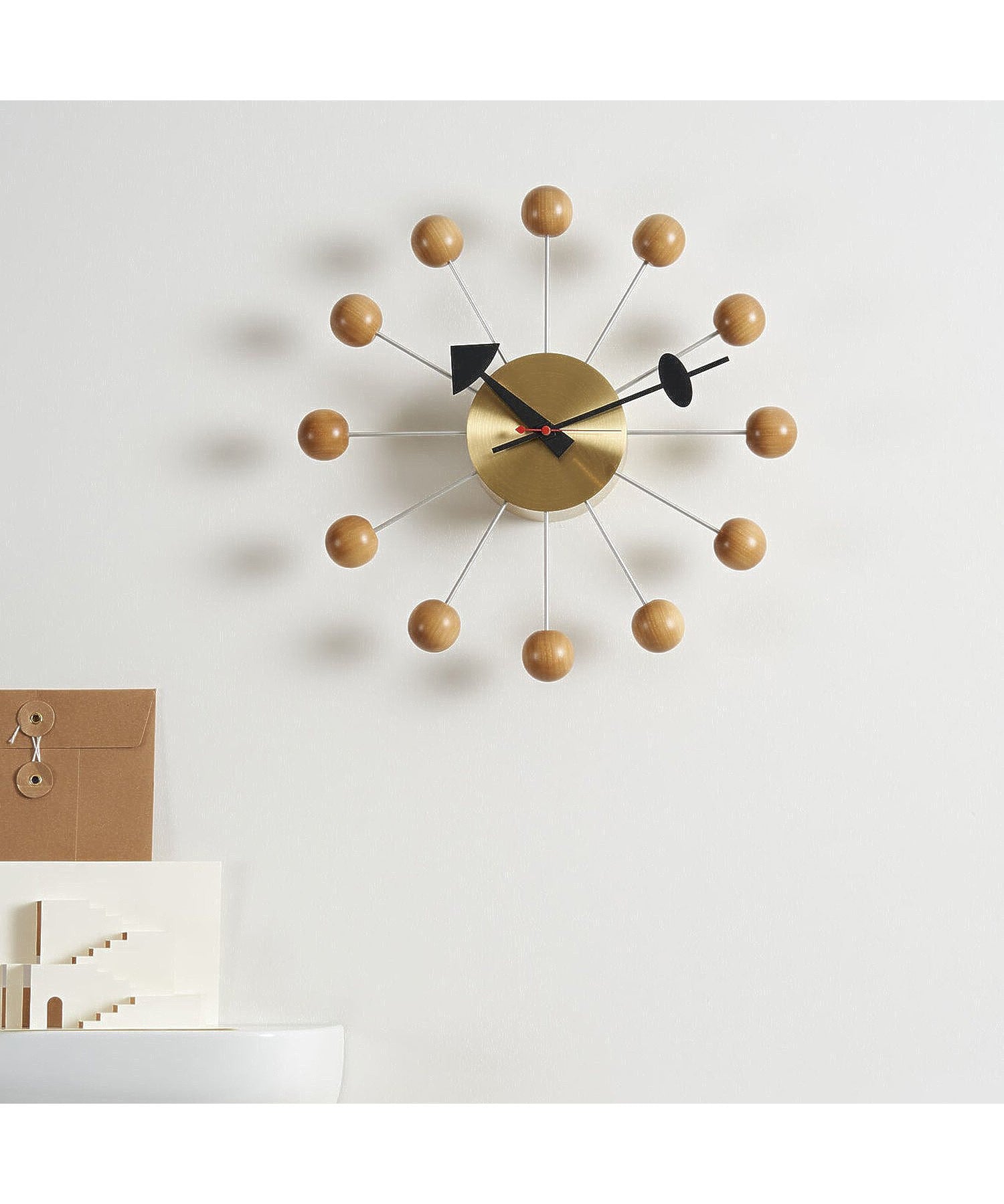 Vitra Ball Clock Braass Cherry
