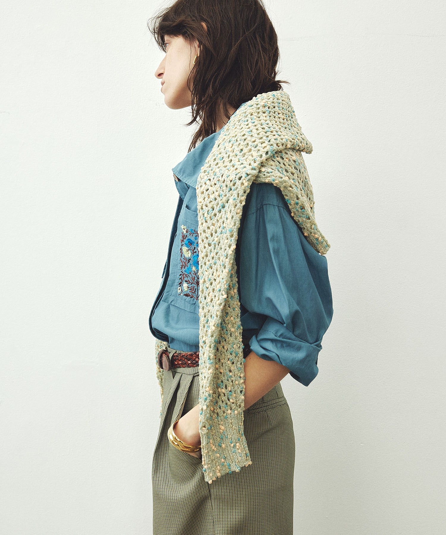 mici/EMBROIDERY BIG POCKET SHIRT