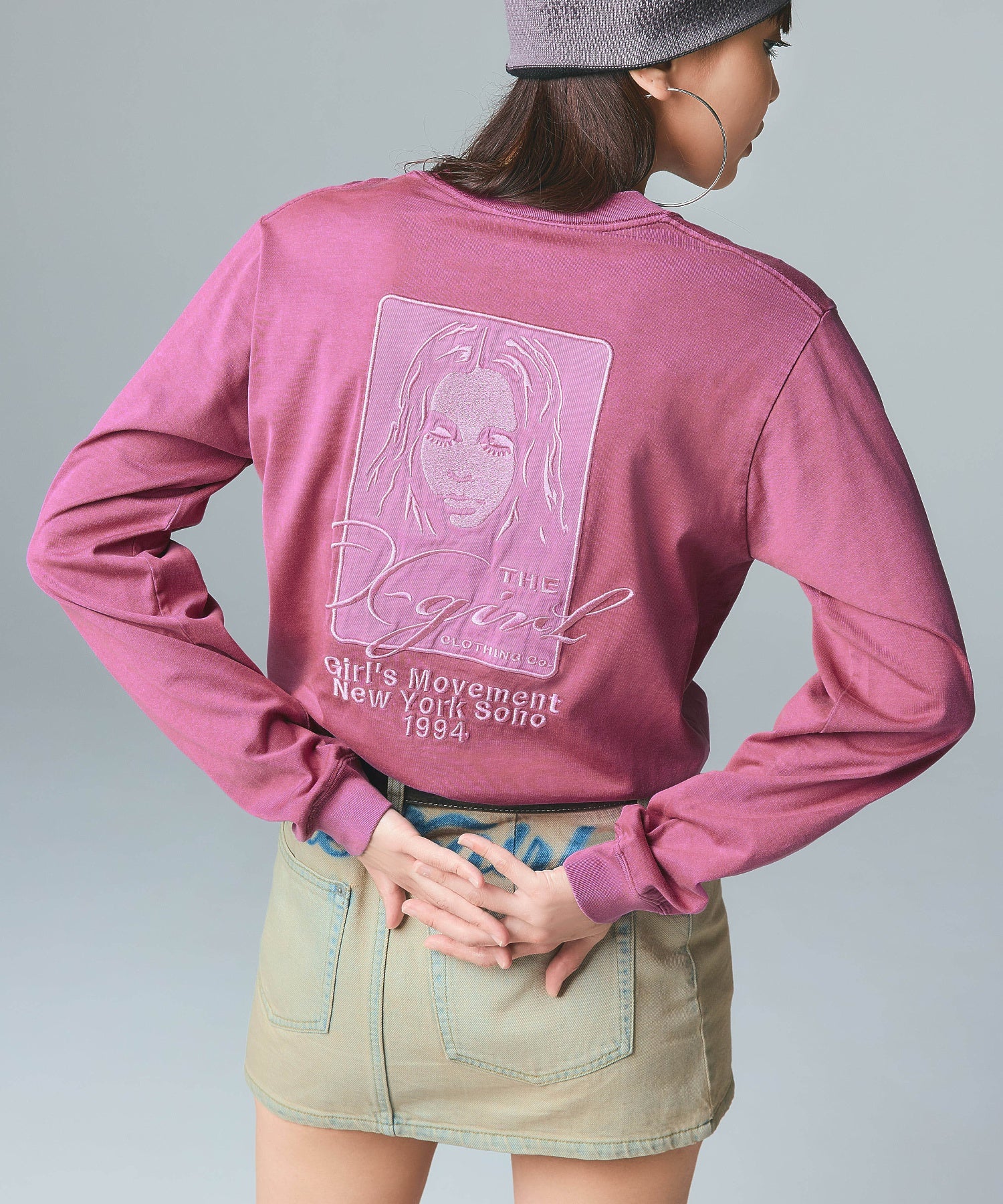 CURSIVE LOGO DENIM MINI SKIRT