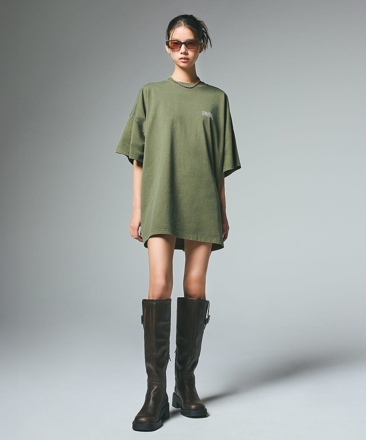 OVER PRINT MILLS LOGO S/S BIG TEE DRESS