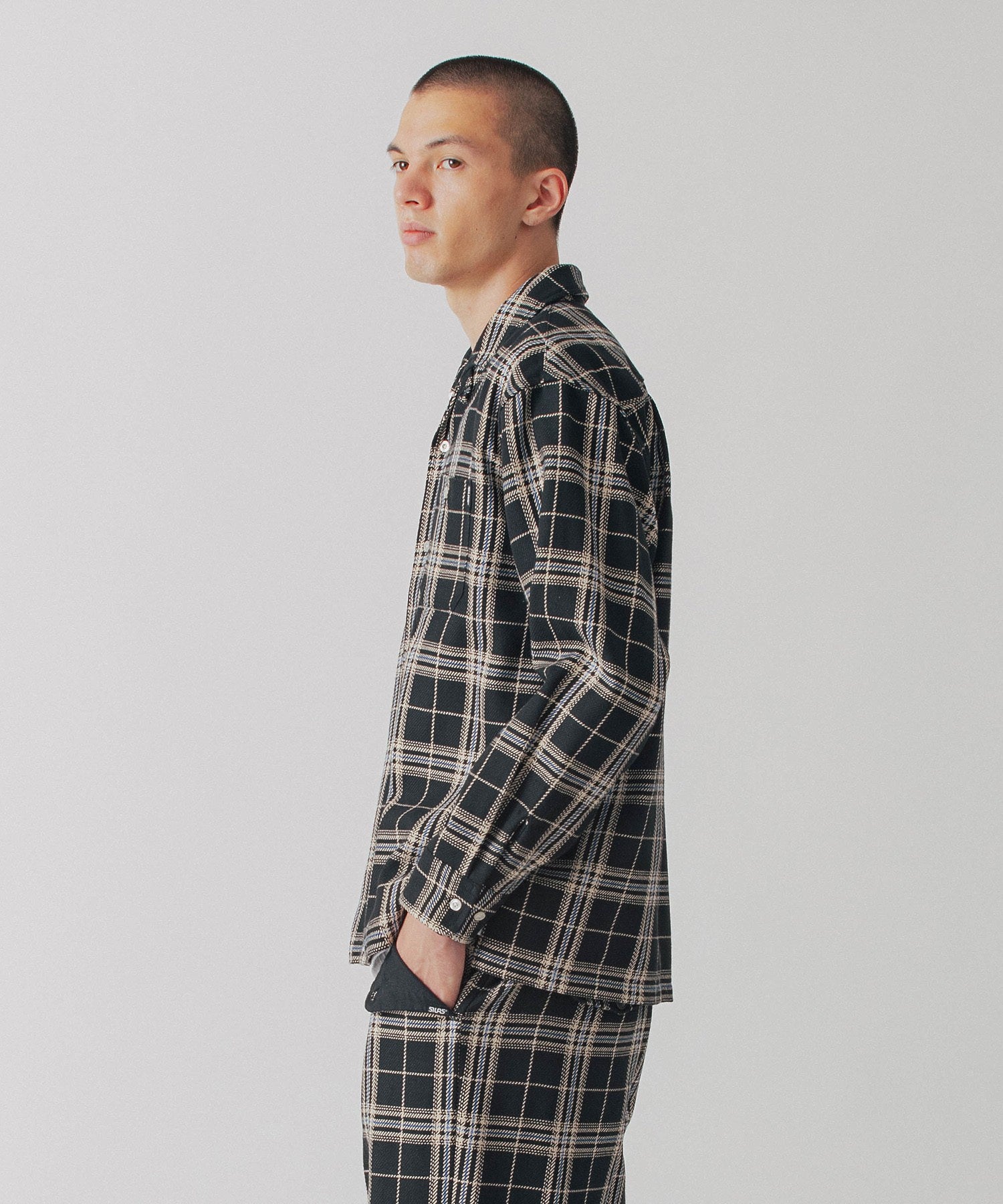 PLAID ITALIAN COLLAR L/S SHIRT