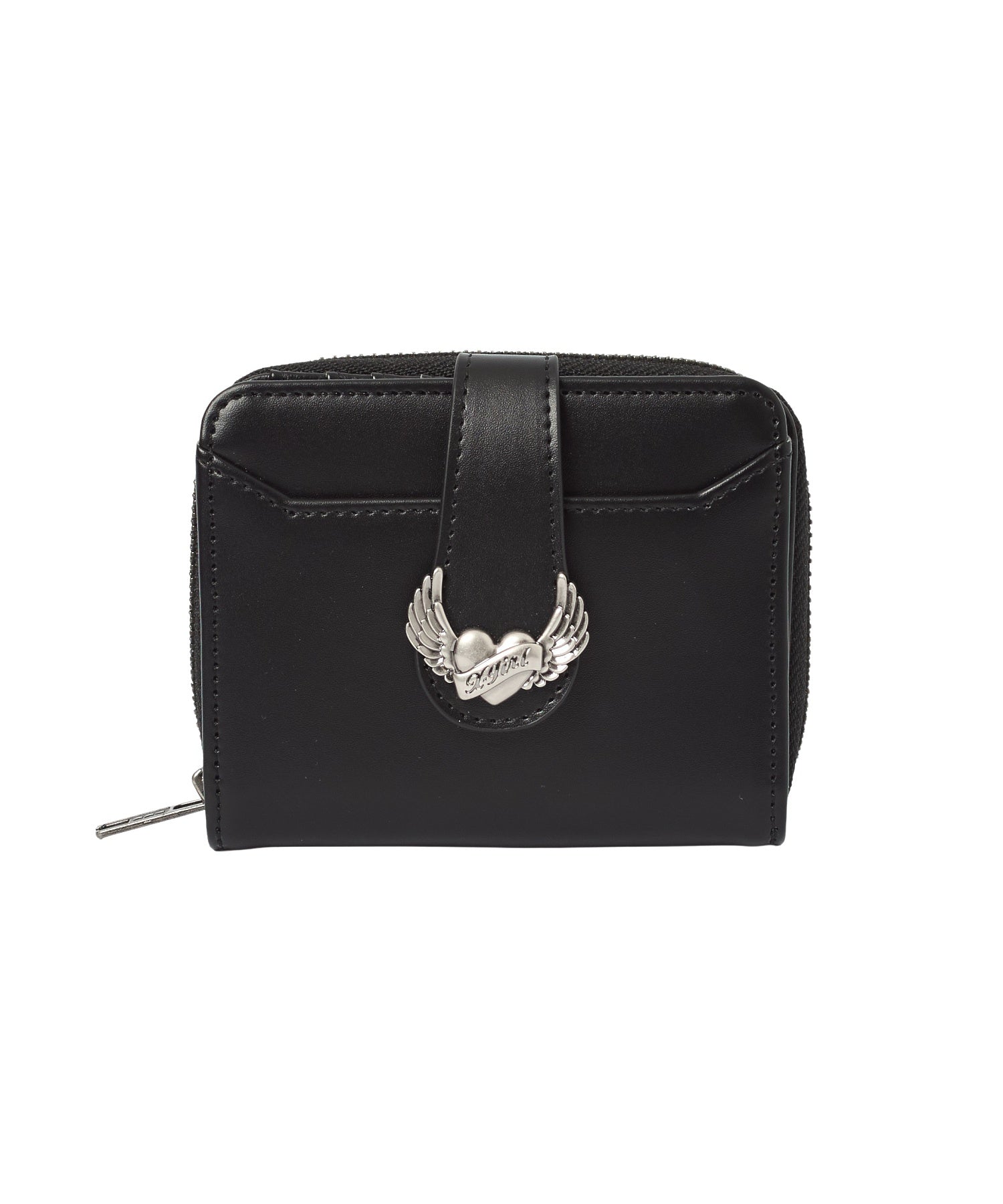 HEART AND WING EMBLEM FAUX LEATHER WALLET
