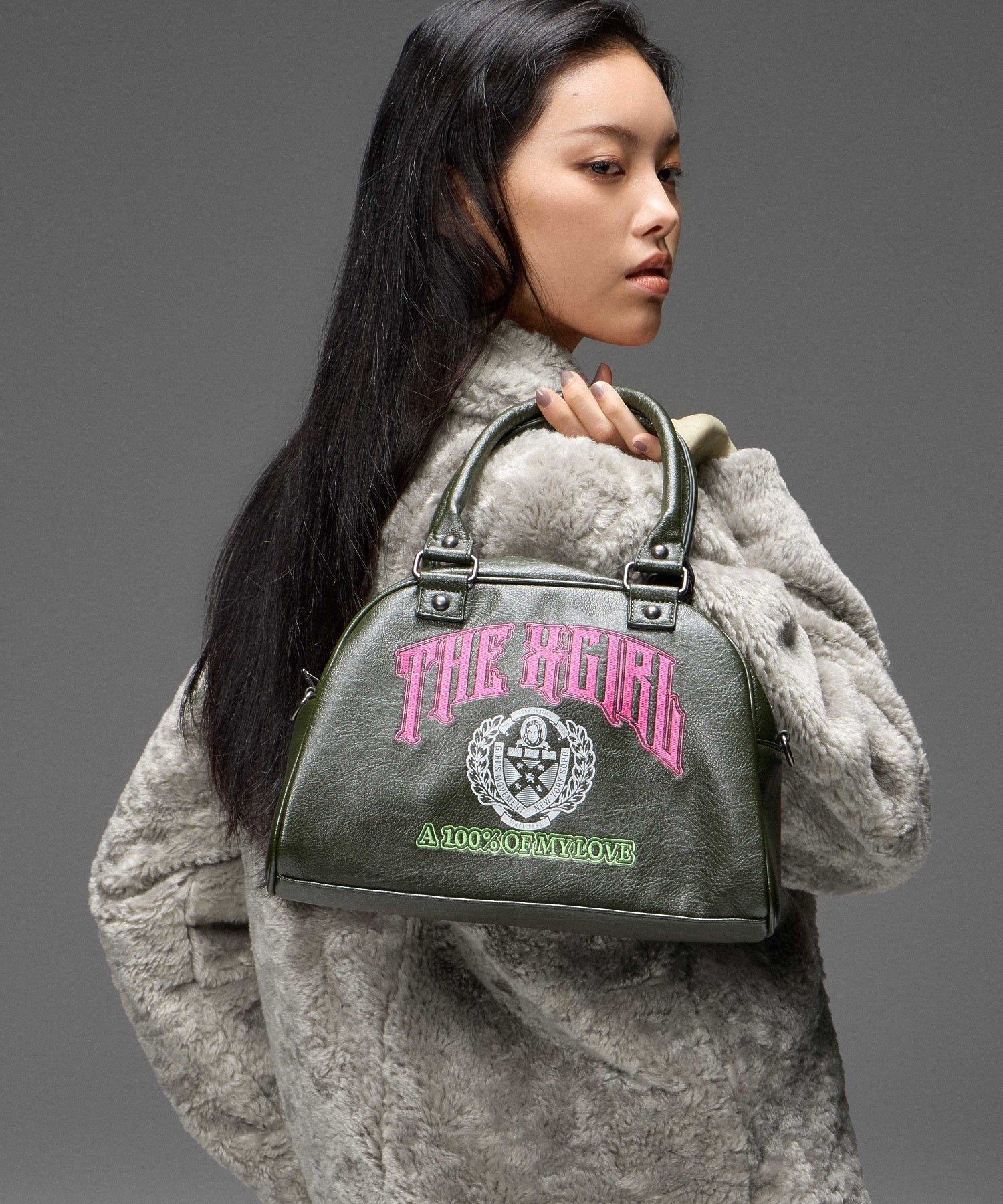 FACE EMBLEM AND LOGO BOSTON BAG