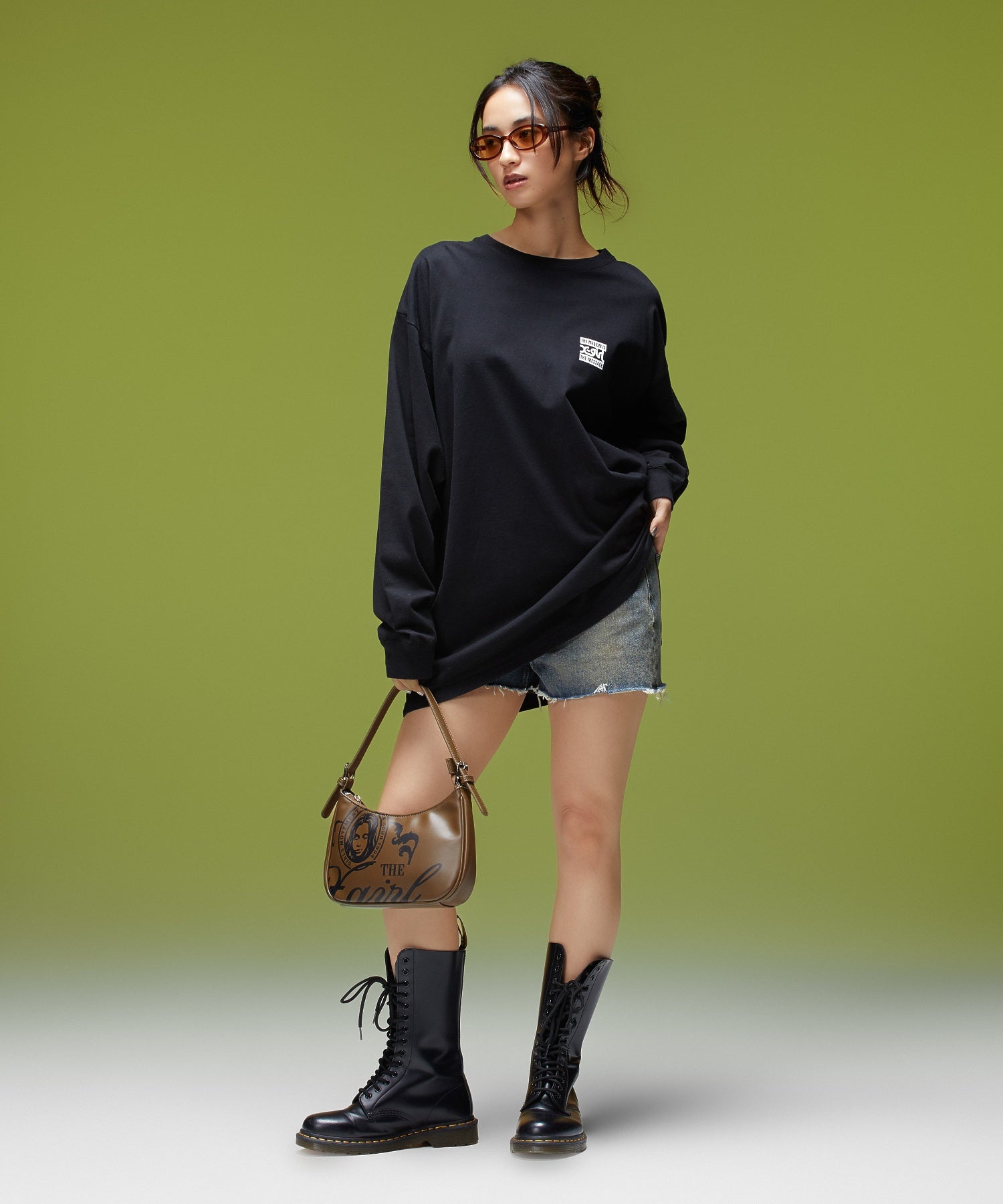 BRUSHED COLLAGE GRAPHIC LOGO L/S BIG TEE DRESS