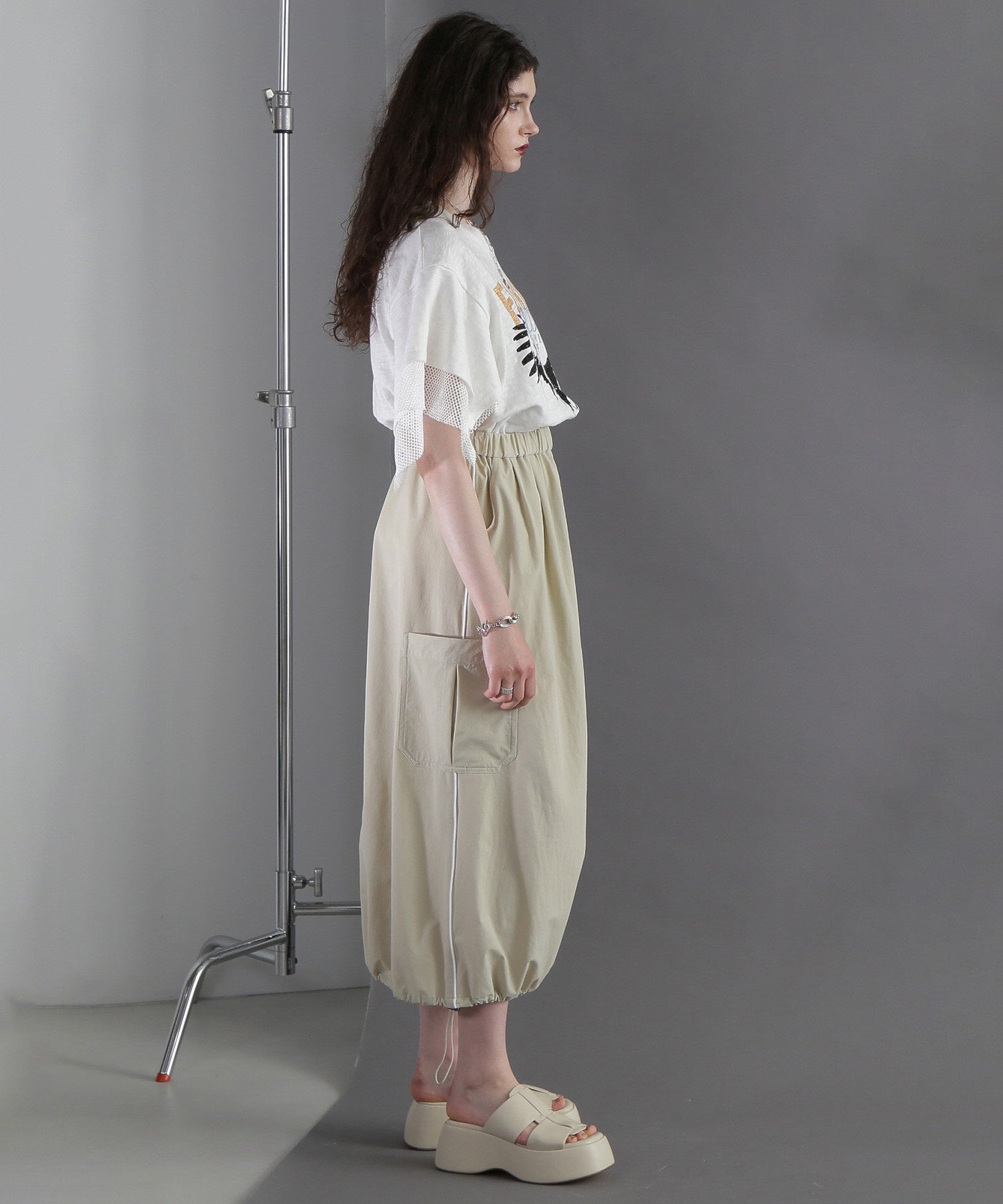 メッシュレイヤード スリーブ Tシャツ