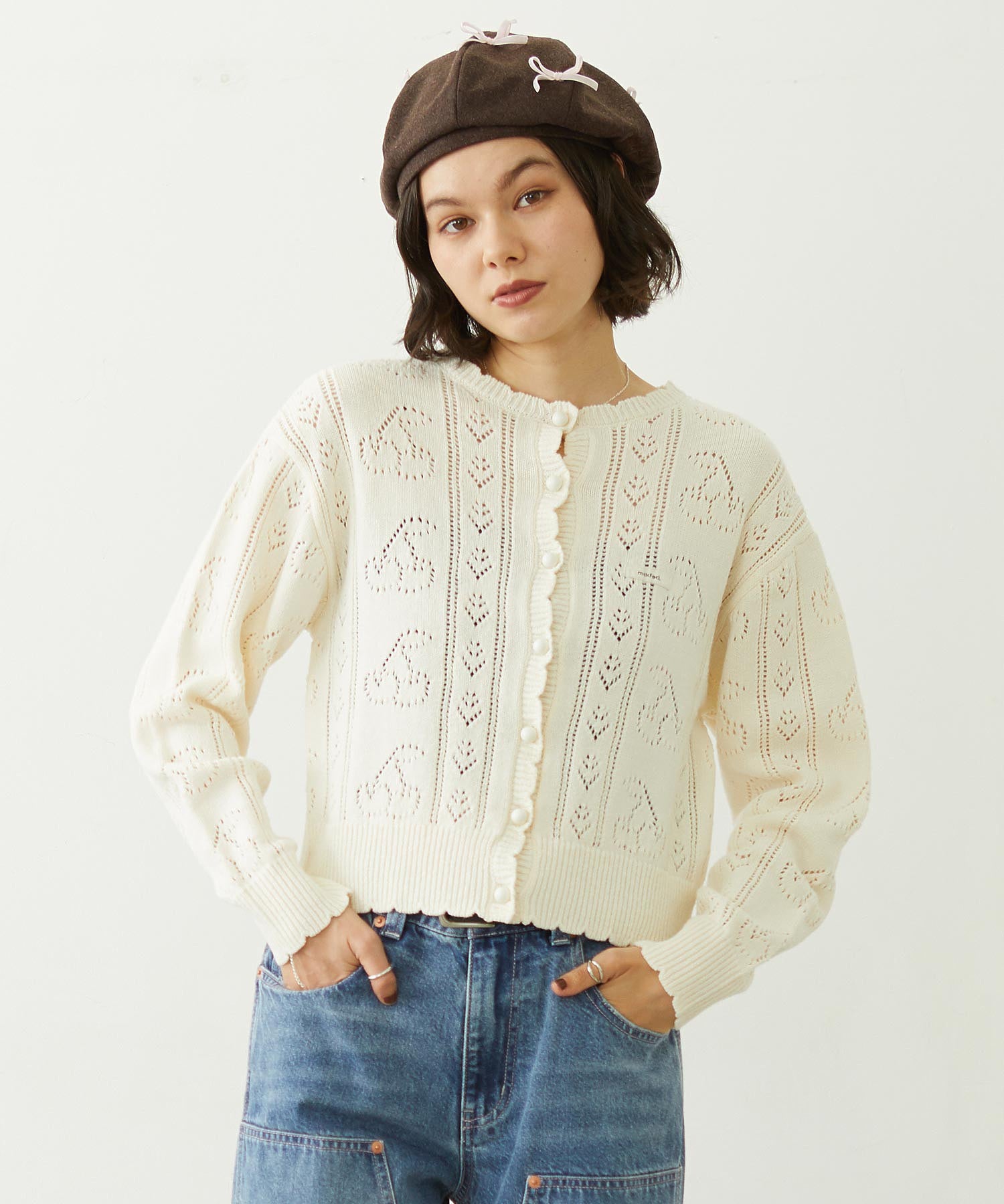 CHERRY OPEN KNIT CARDIGAN