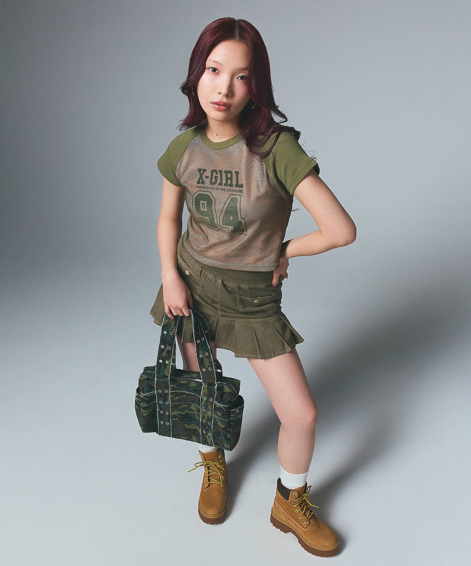 WAIST RIB PLEATED MINI SKIRT