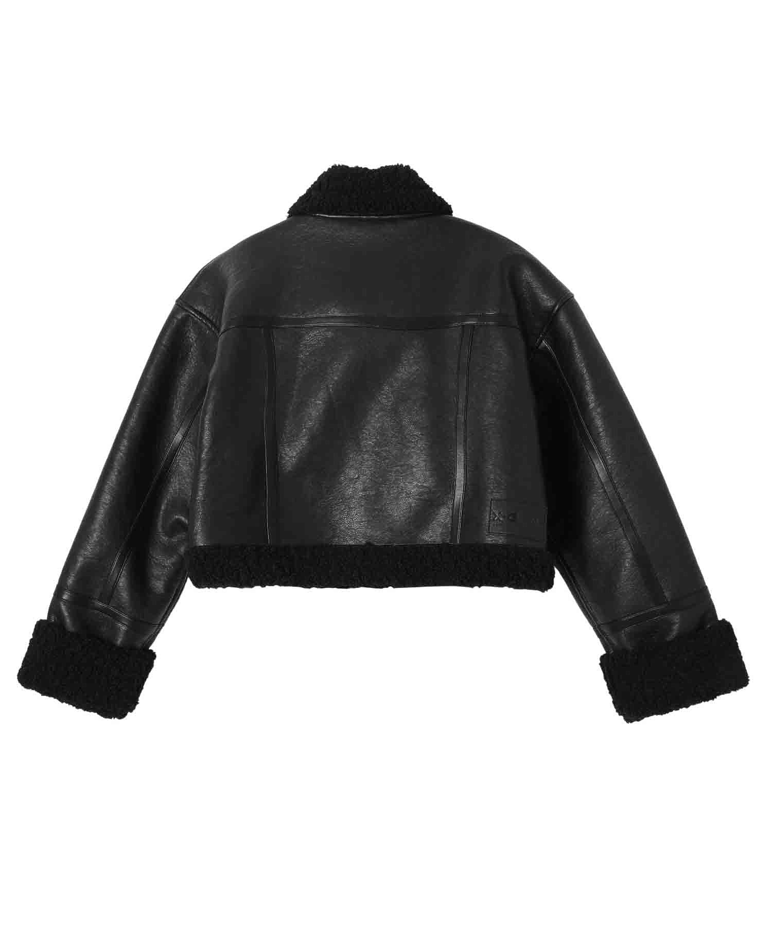 CROPPED FAUX MOUTON RIDER'S JACKET X-girl