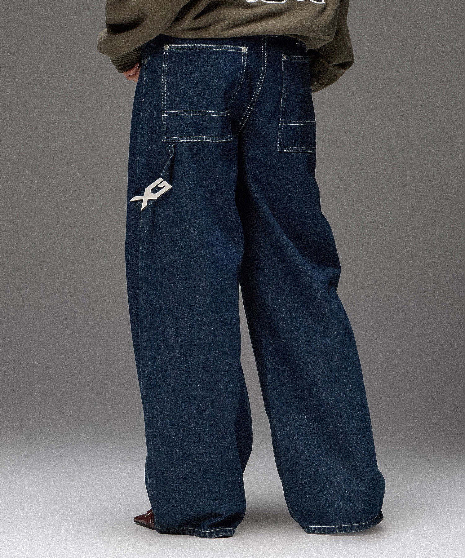 LOOP WITH BUCKLE WIDE LEG DENIM PANTS