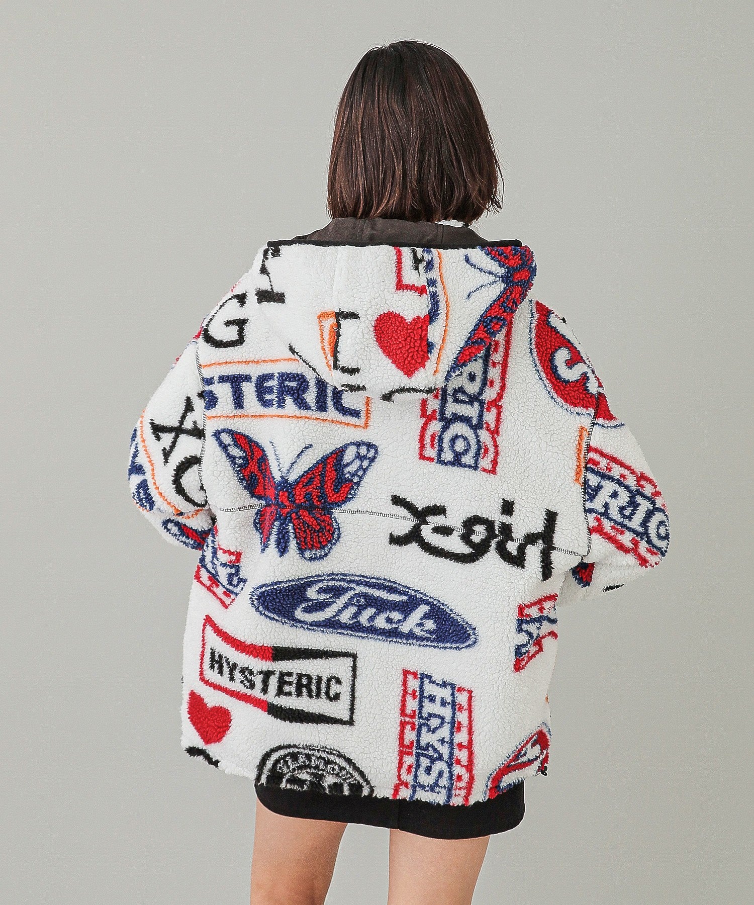 X-girl x HYSTERIC GLAMOUR REVERSIBLE BOA JACKET