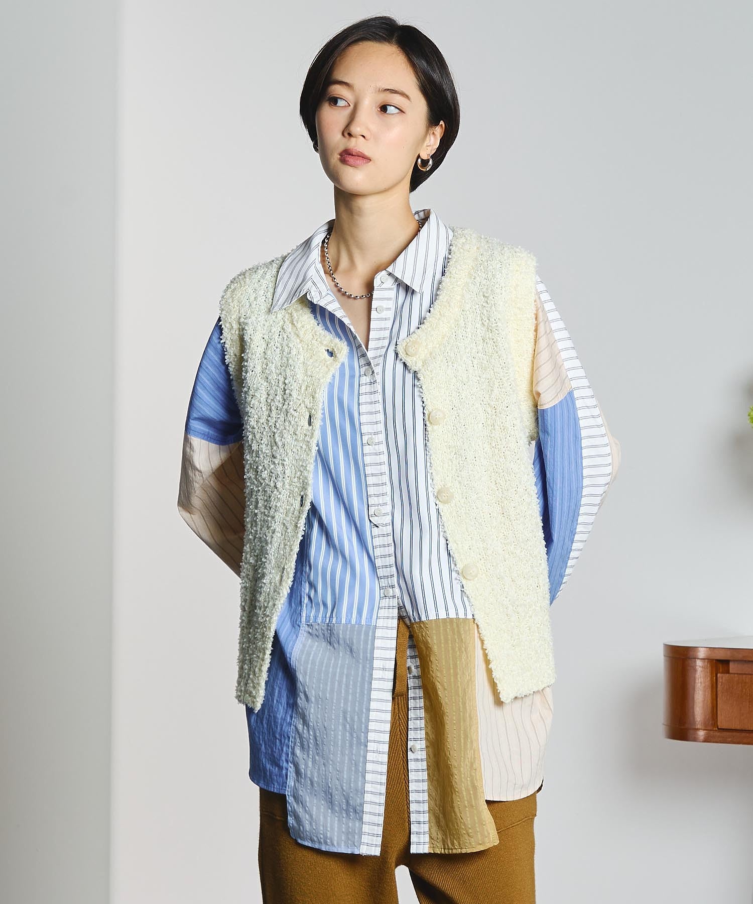 GENE HEAVENS/STRIPE PANEL SHIRT