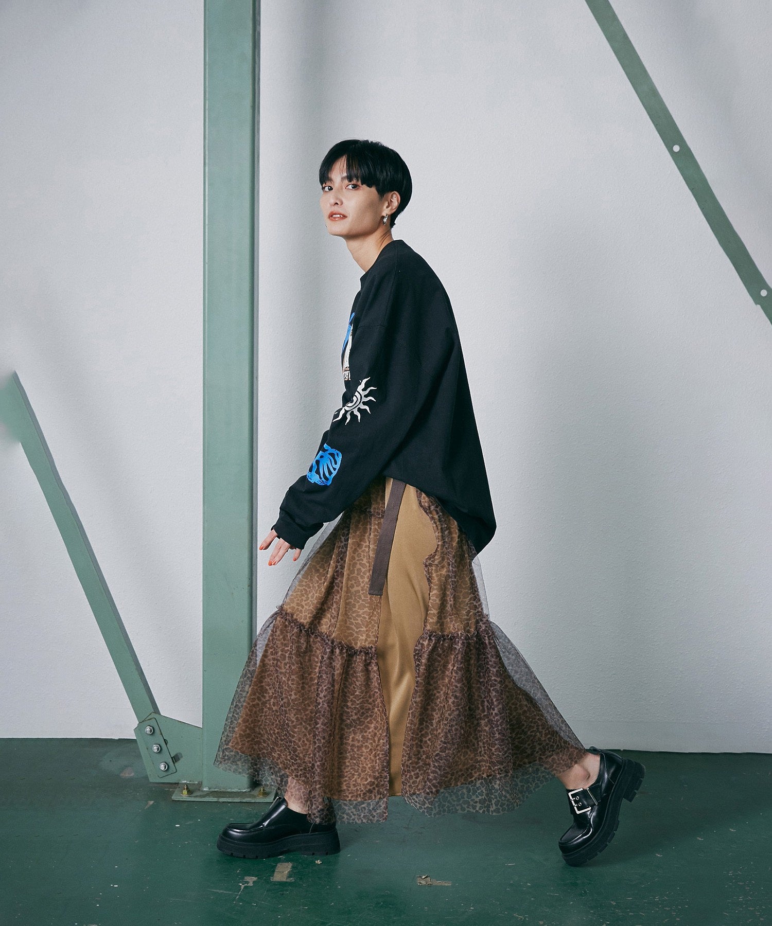 チュールレイヤードスカート