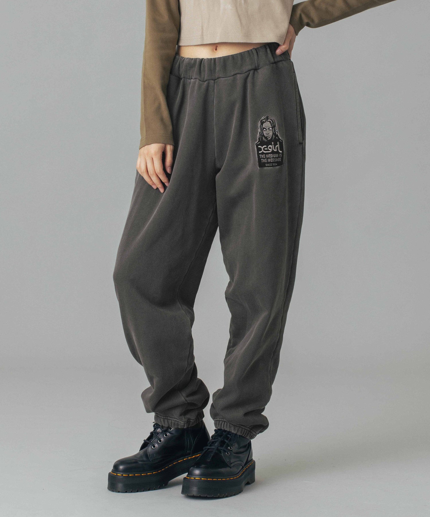 MESSAGE AND FACE PATCH FADED SWEAT PANTS