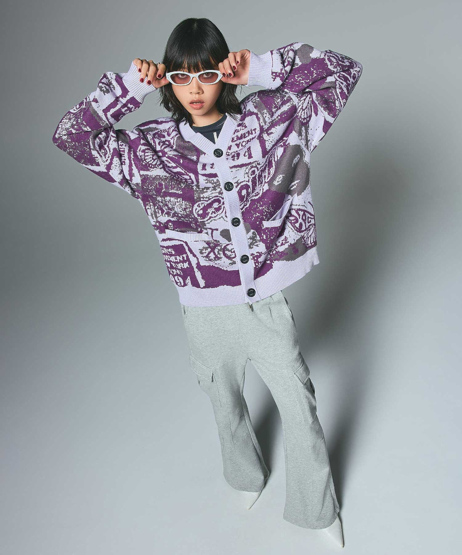 COLLAGE GRAPHIC JACQUARD KNIT CARDIGAN