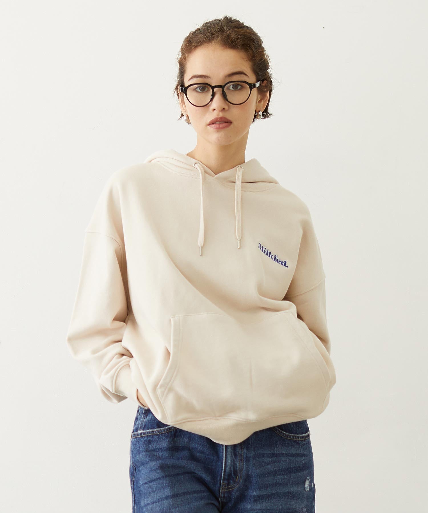 RIBBON EMBROIDERY SWEAT HOODIE