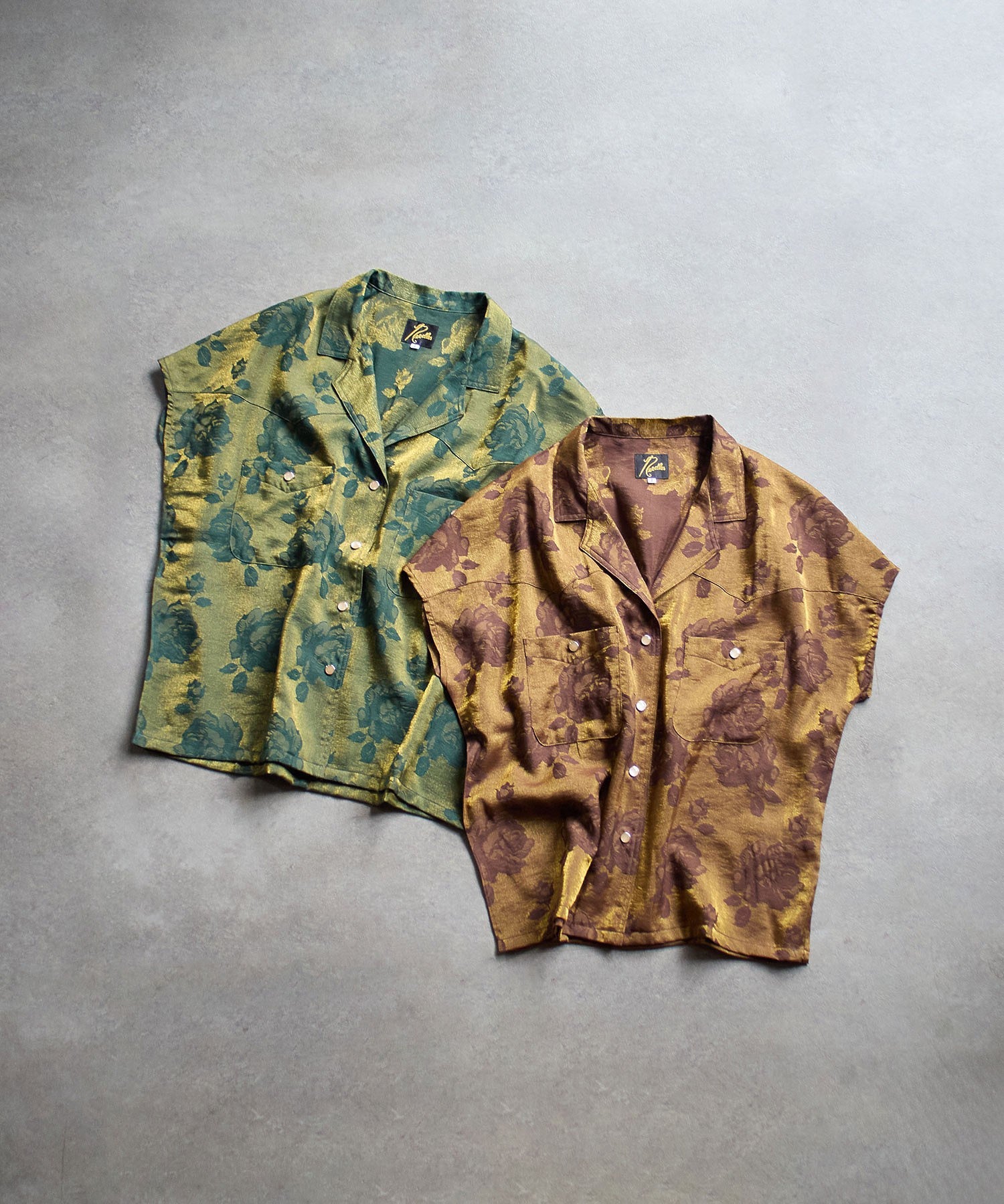NEEDLES/COWBOY FRENCH SLEEVE BLOUSE - ROSE JACQUARD
