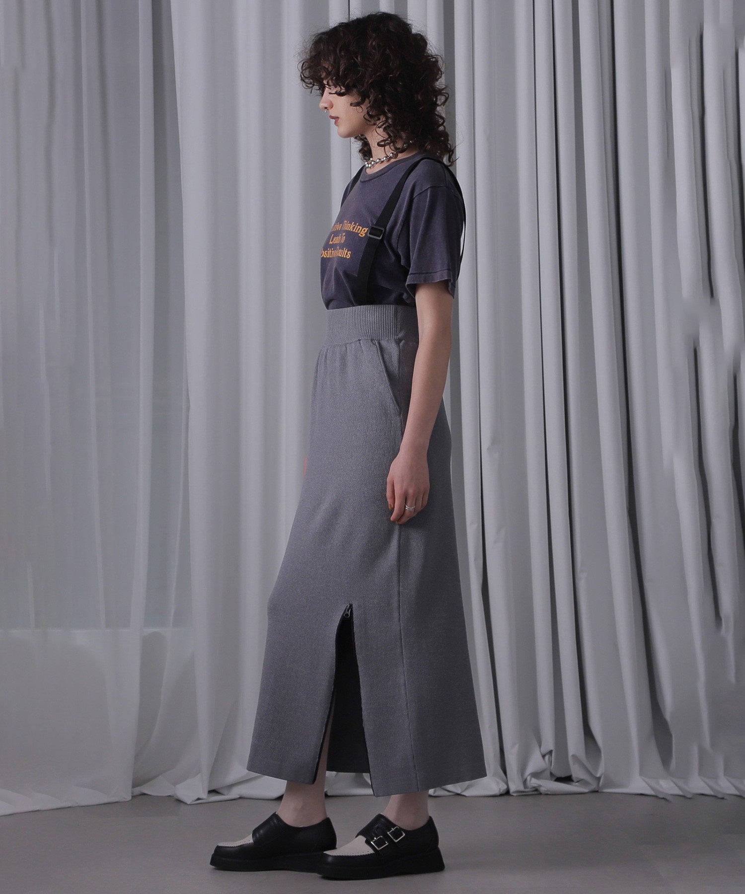 GENE HEAVENS/サウザンドマイル コラボレーション 2WAYサスペンダーニットスカート