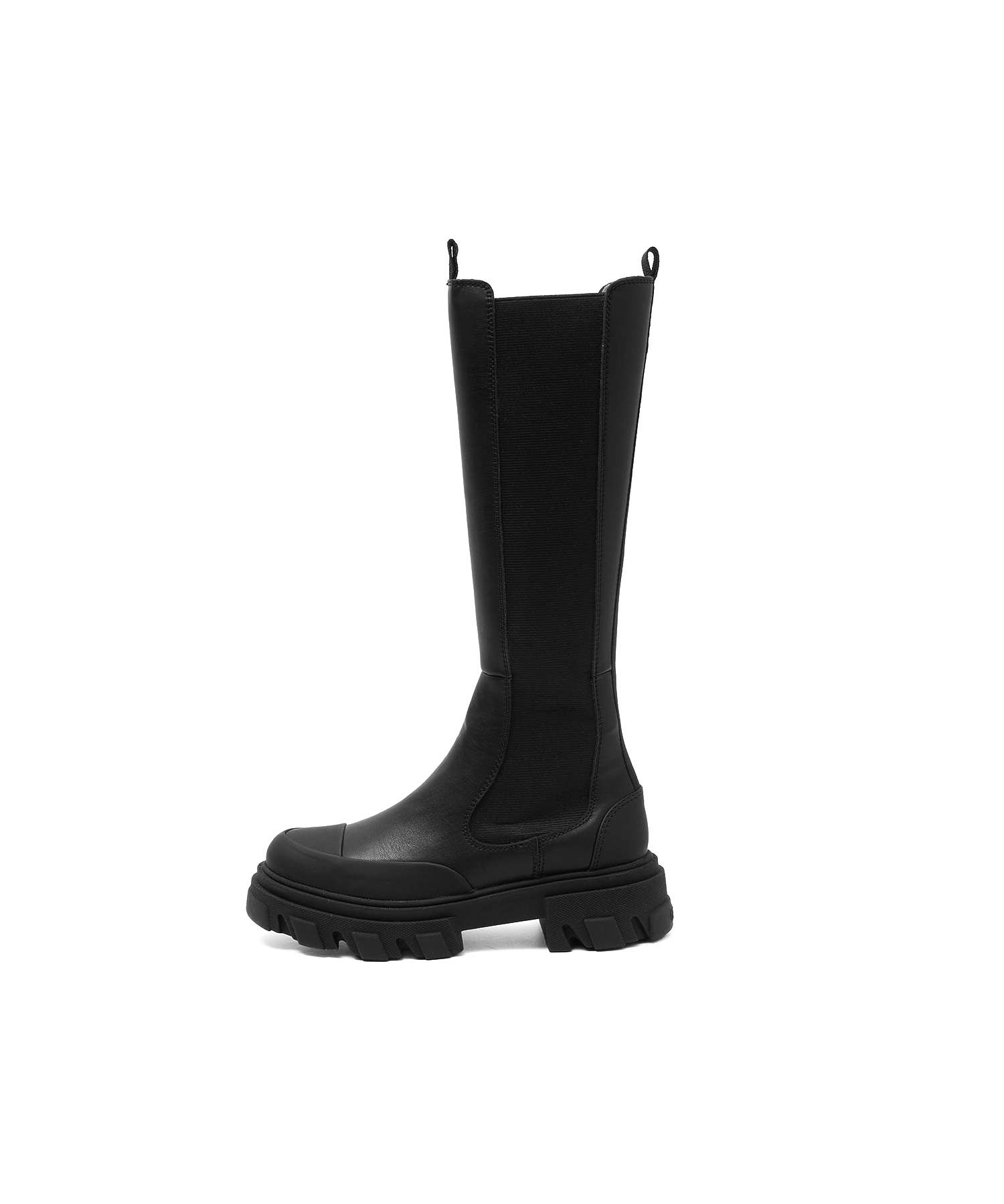 GANNI/CLEATED HIGH CHELSEA BOOT BLACK STITCH