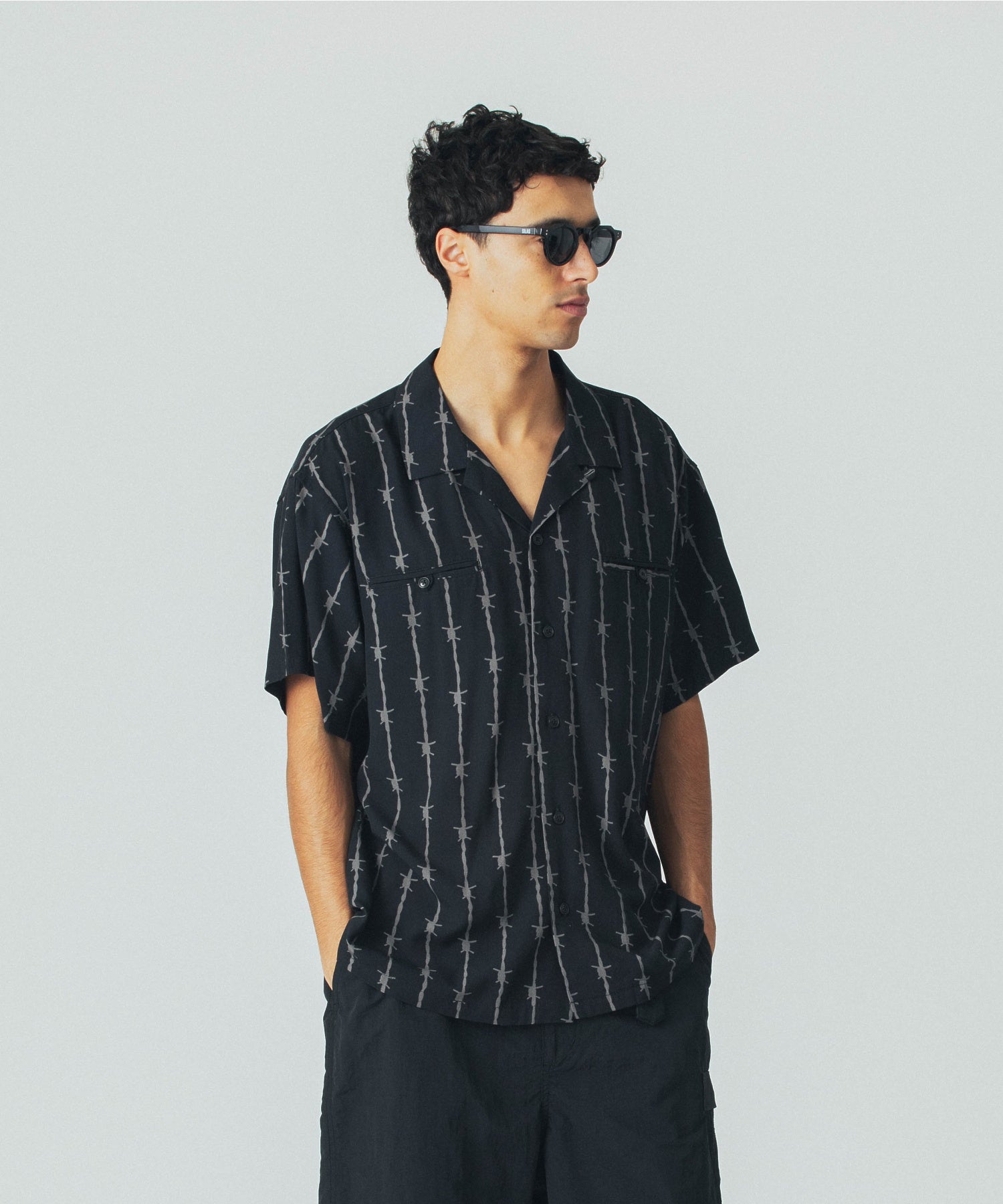 BARBED WIRE S/S OPEN COLLAR SHIRT