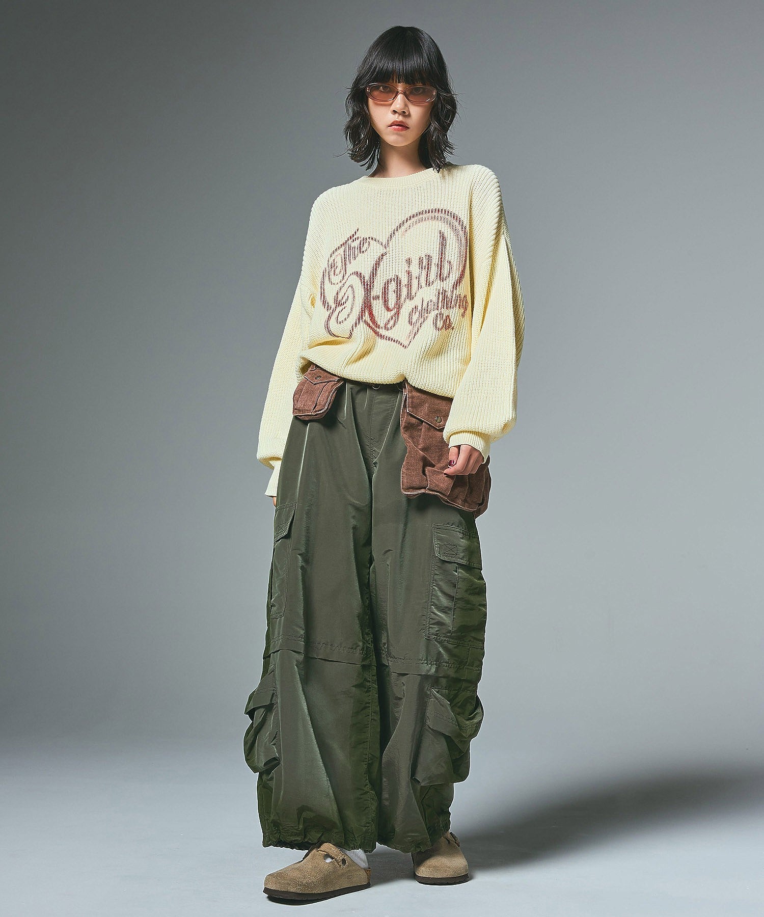 FADED WIDE LEG CARGO PANTS