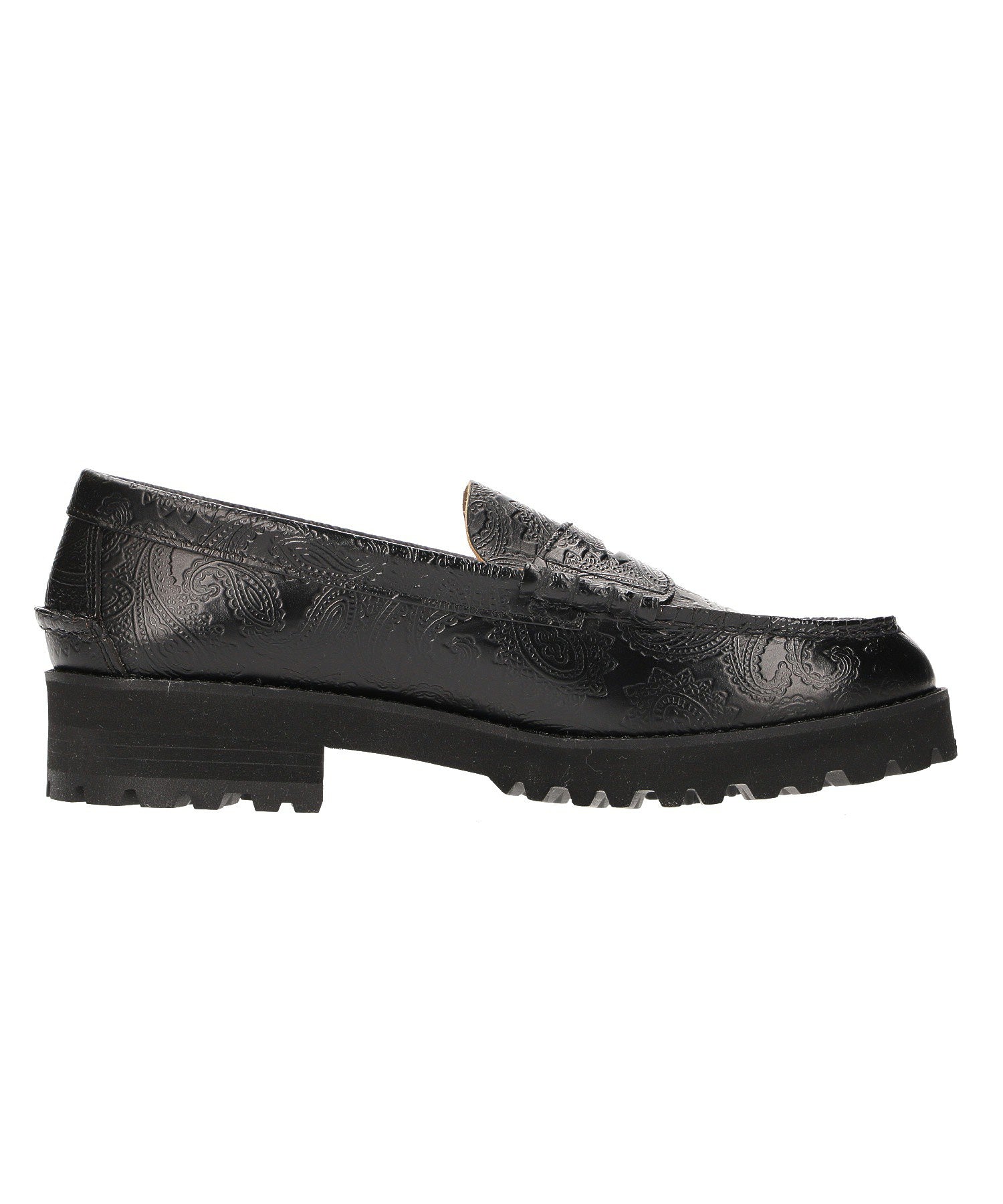 The Kenford fine shoes/TANK SOLE LOAFERS BLACK PAISLEY