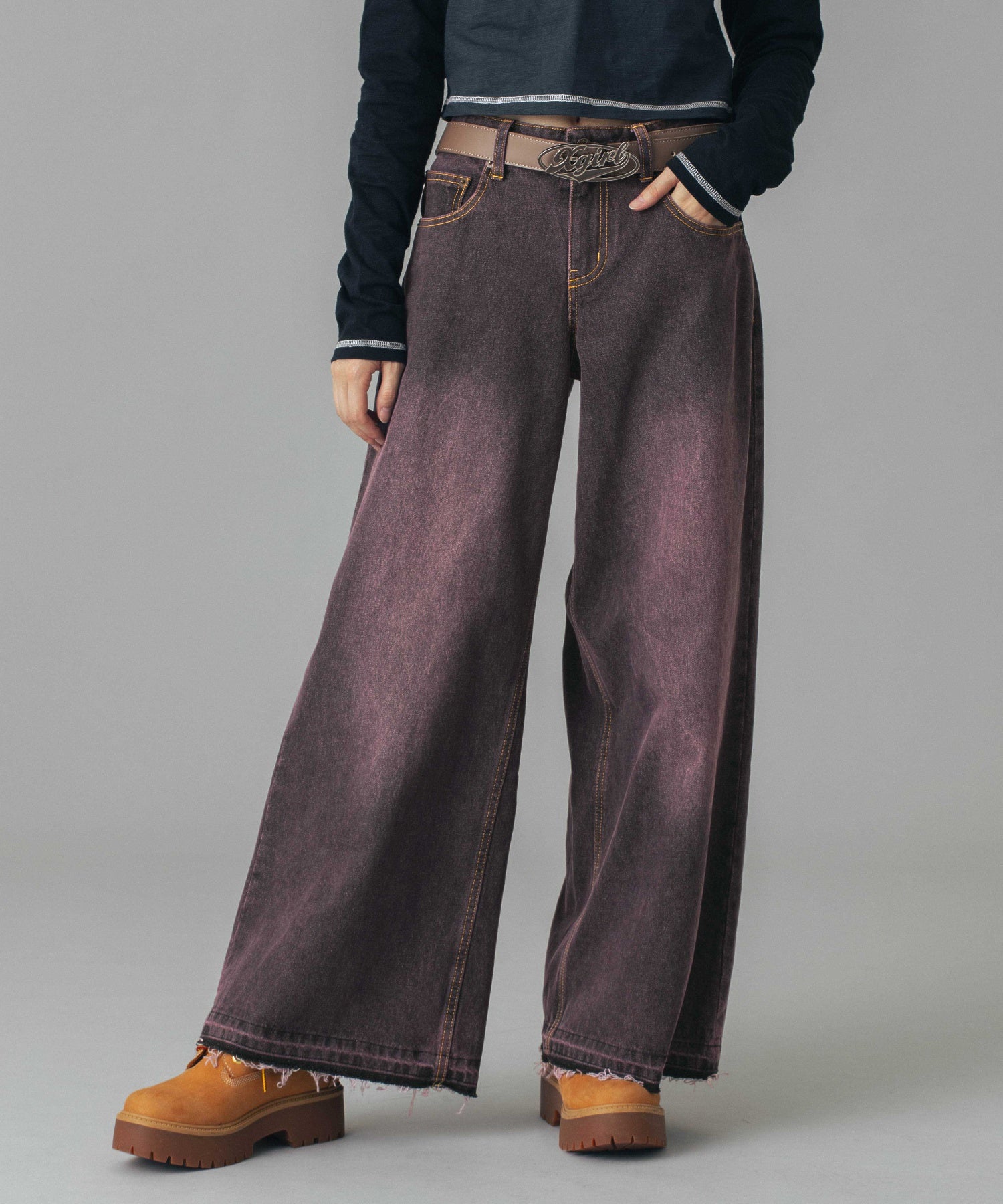 LOW RISE OVERDYED DENIM PANTS