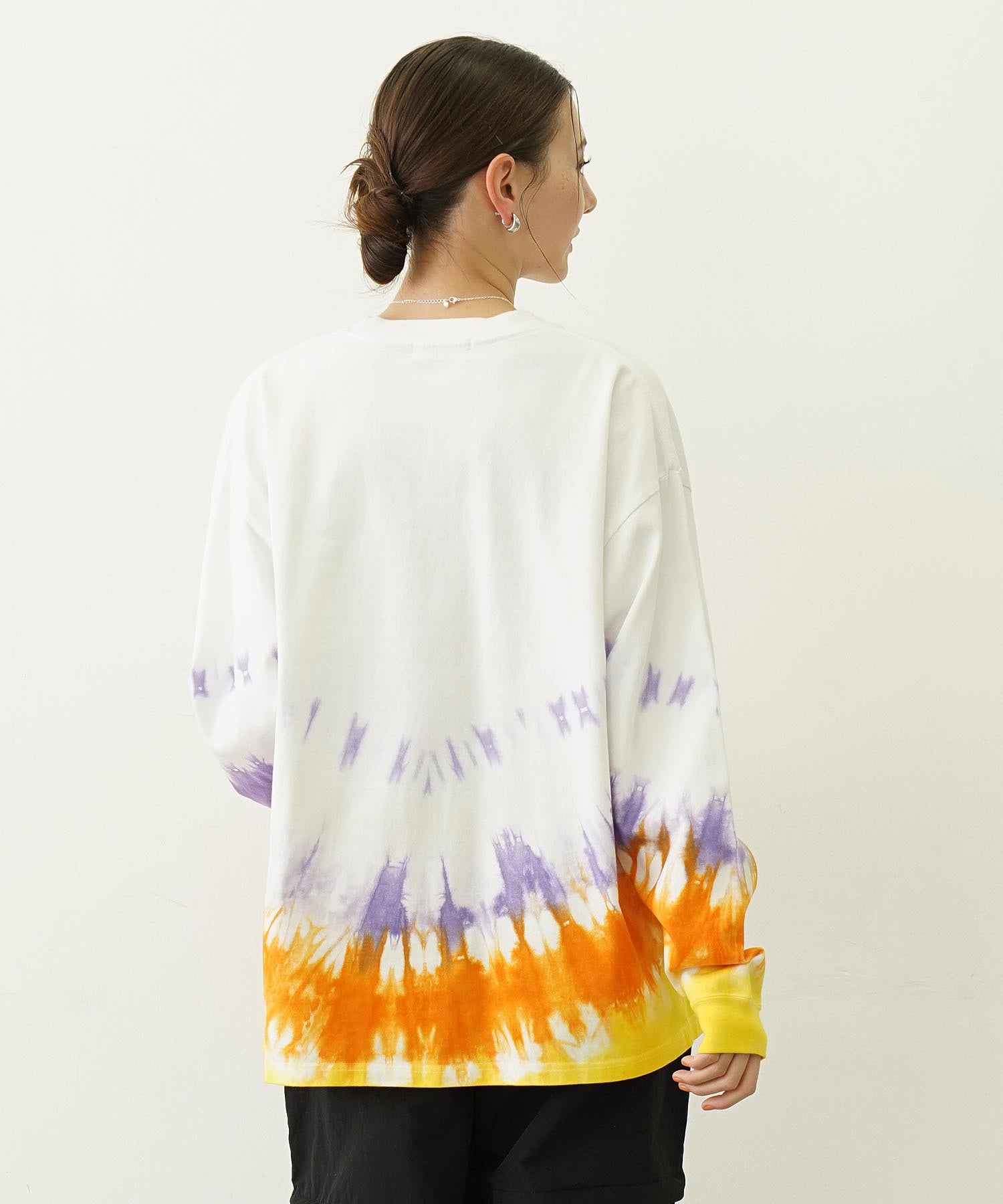 TIE DYED JAGGED PATTERN L/S TEE