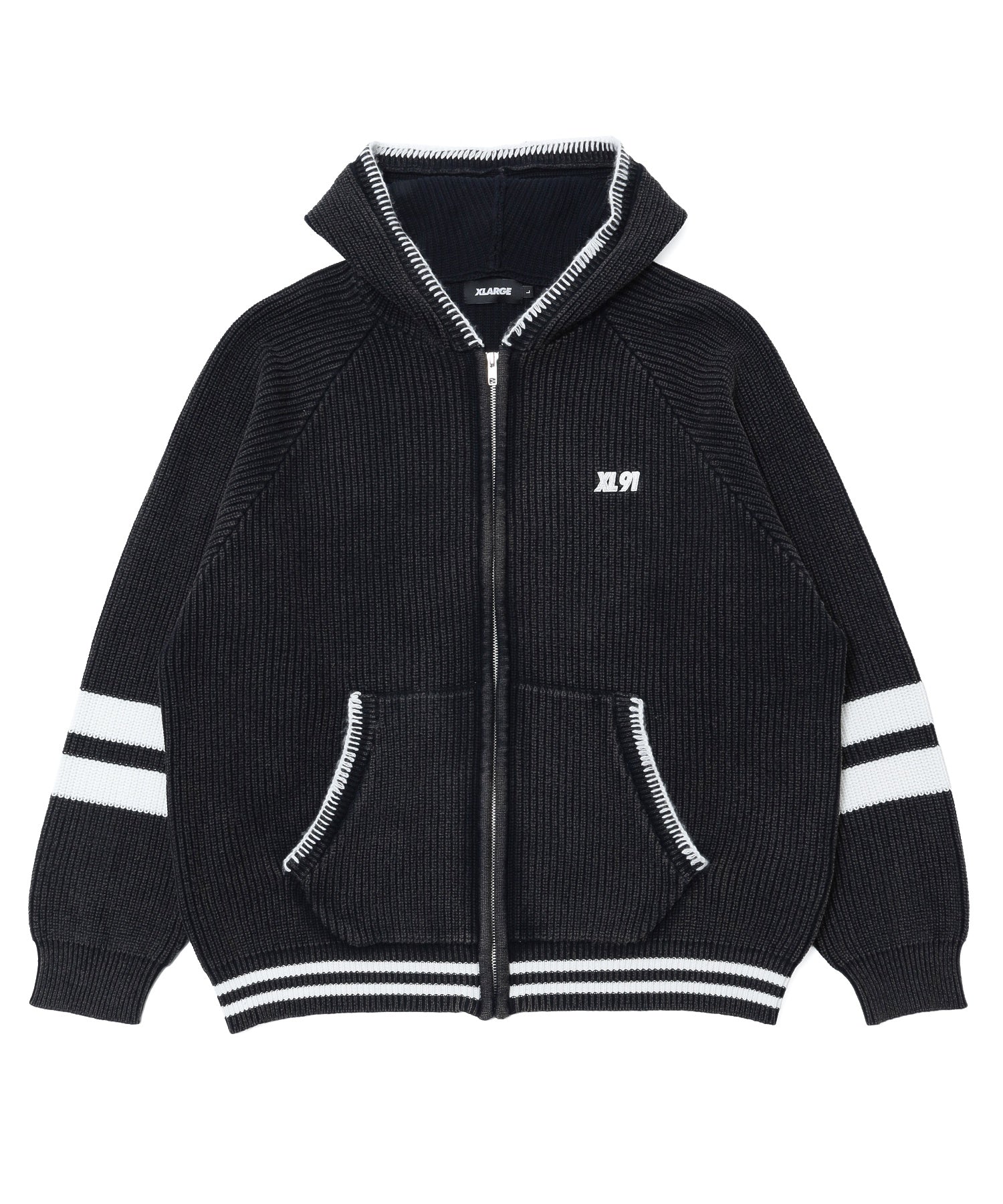 FADED ZIP HOODED SWEATER