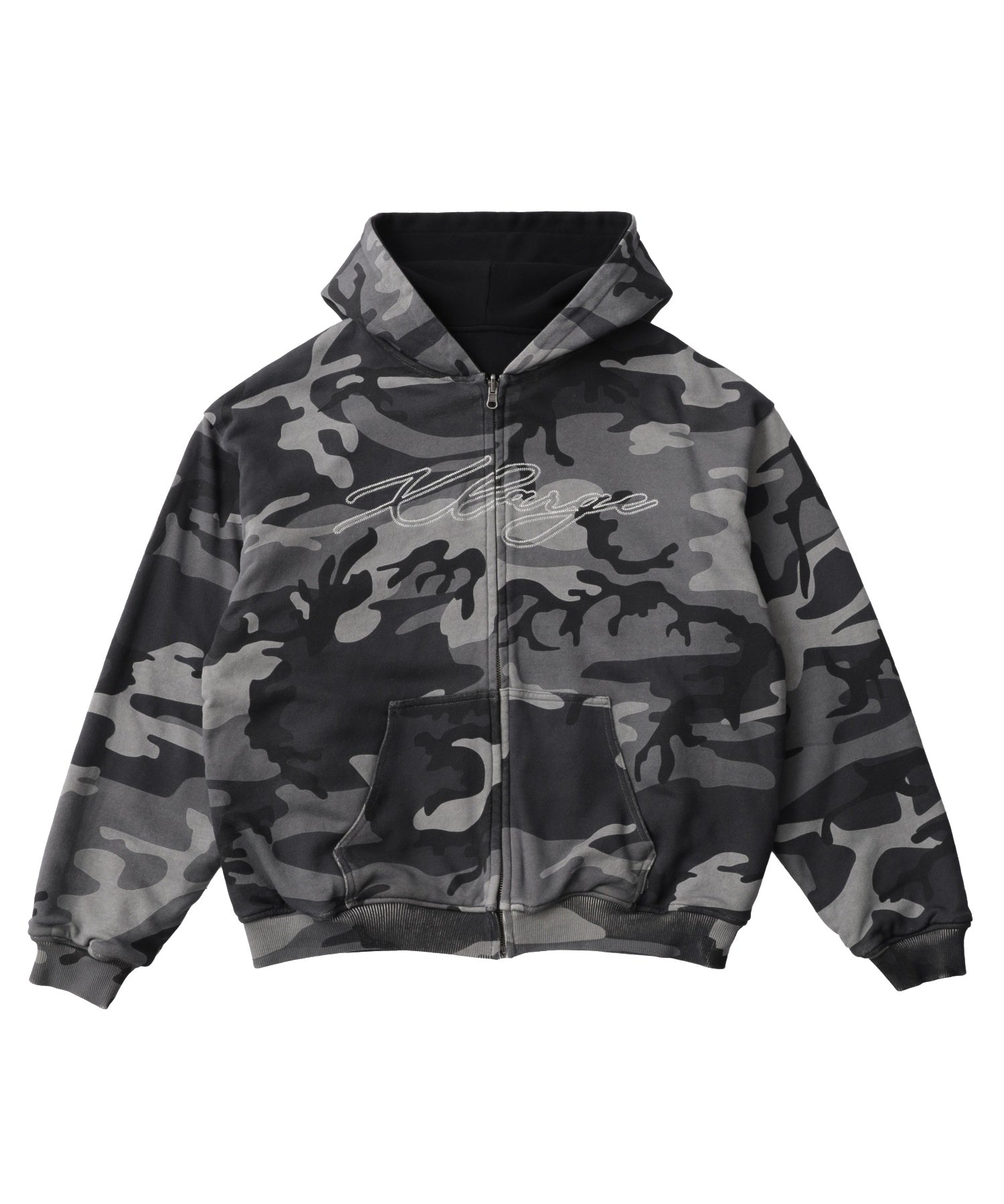REVERSIBLE CAMO ZIP HOODED SWEATSHIRT