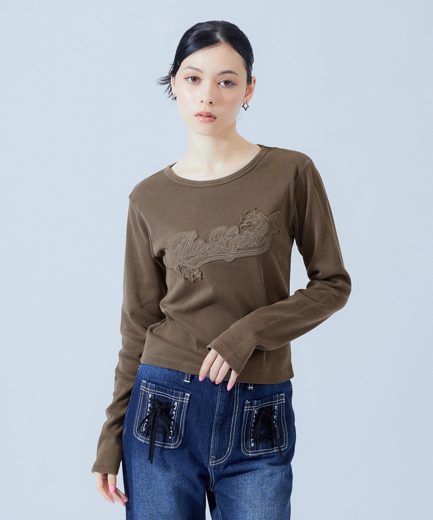 STAR LOGO PATCH FADED L/S COMPACT TOP